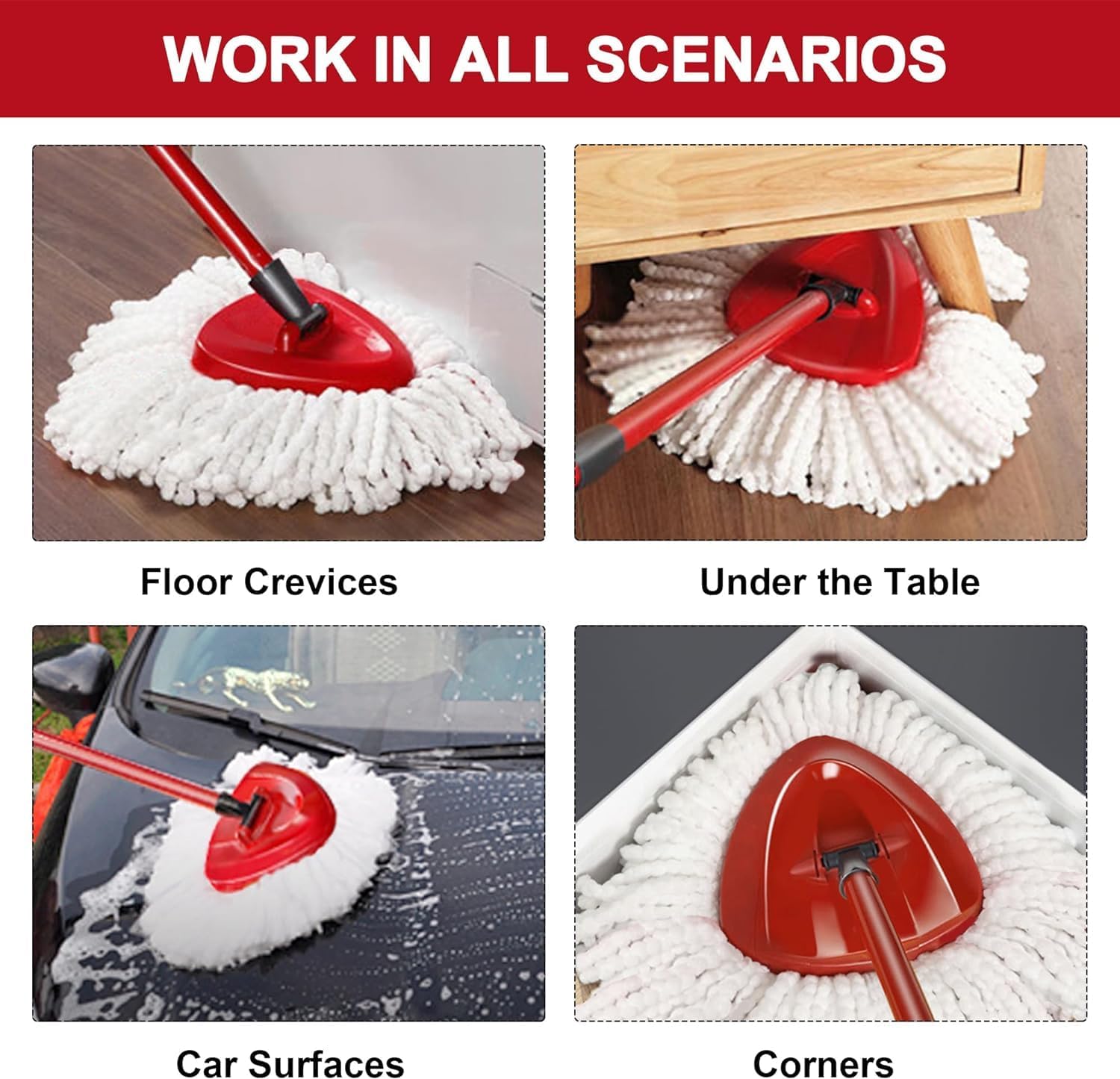 Durable Microfiber Mop Heads Replacement for Spin Mops