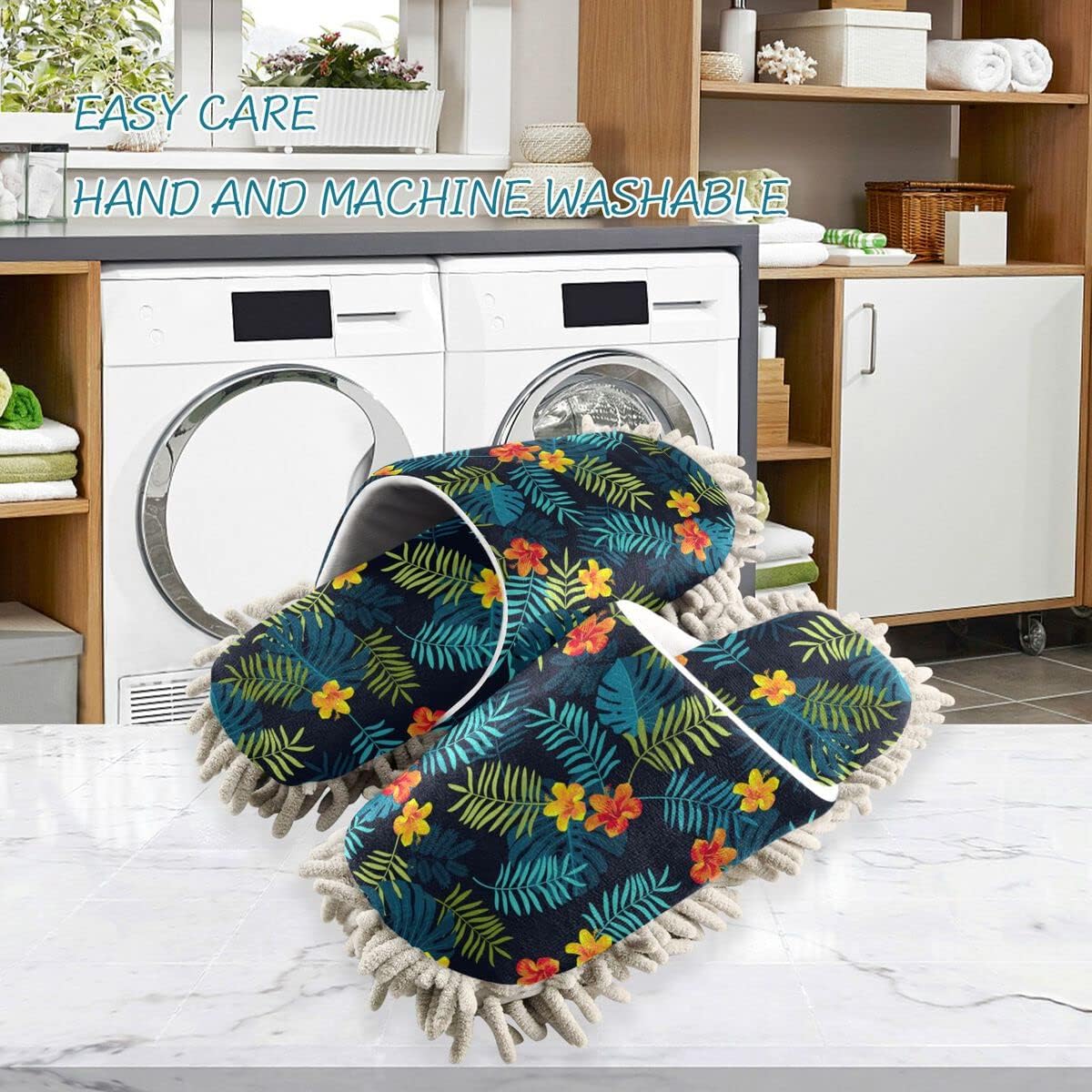 Premium Comfort Hibiscus Floor Slippers for Mopping