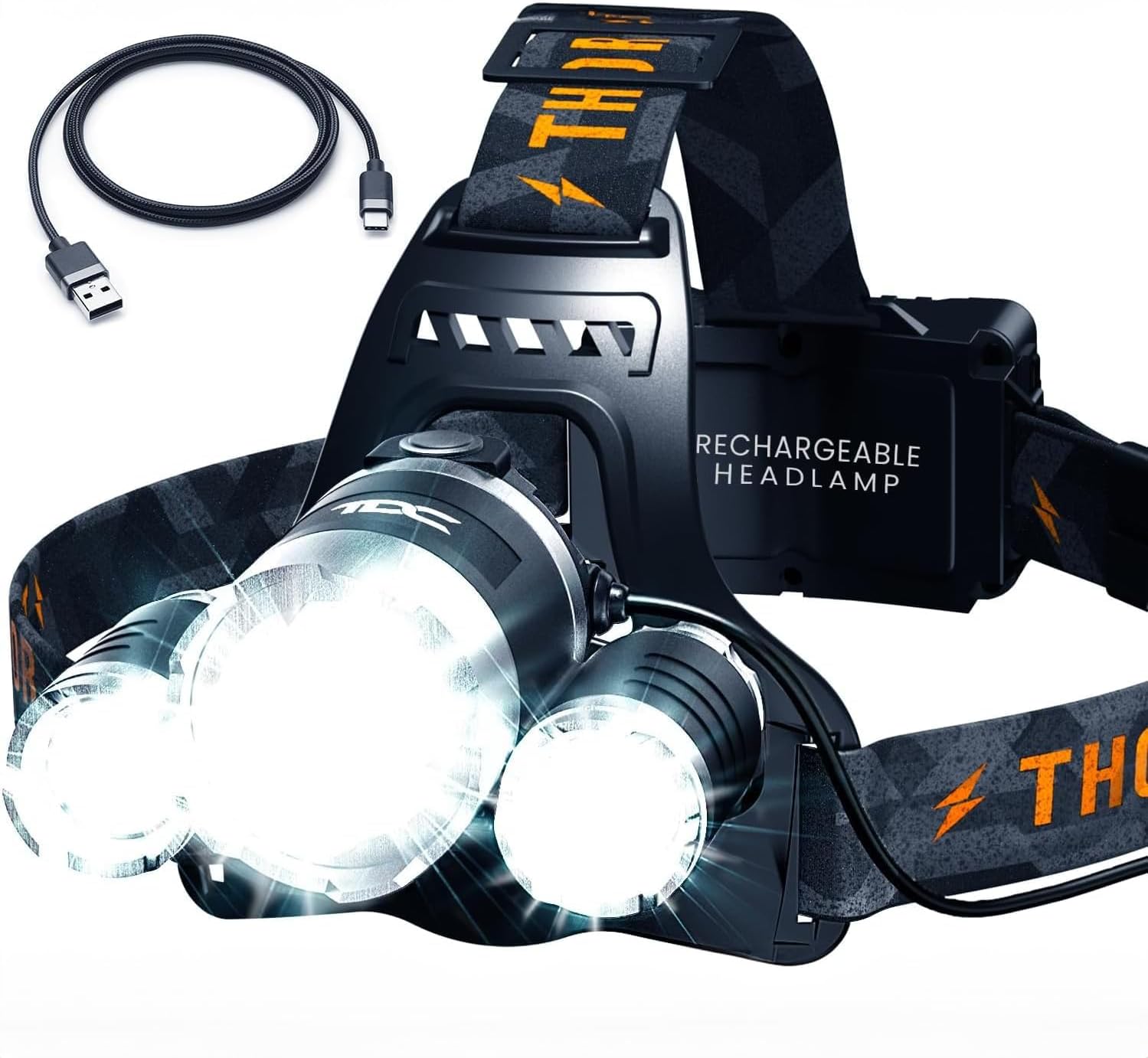 TDC 1080 Lumens LED Headlamp IPX4 Waterproof Rechargeable Camper Lights