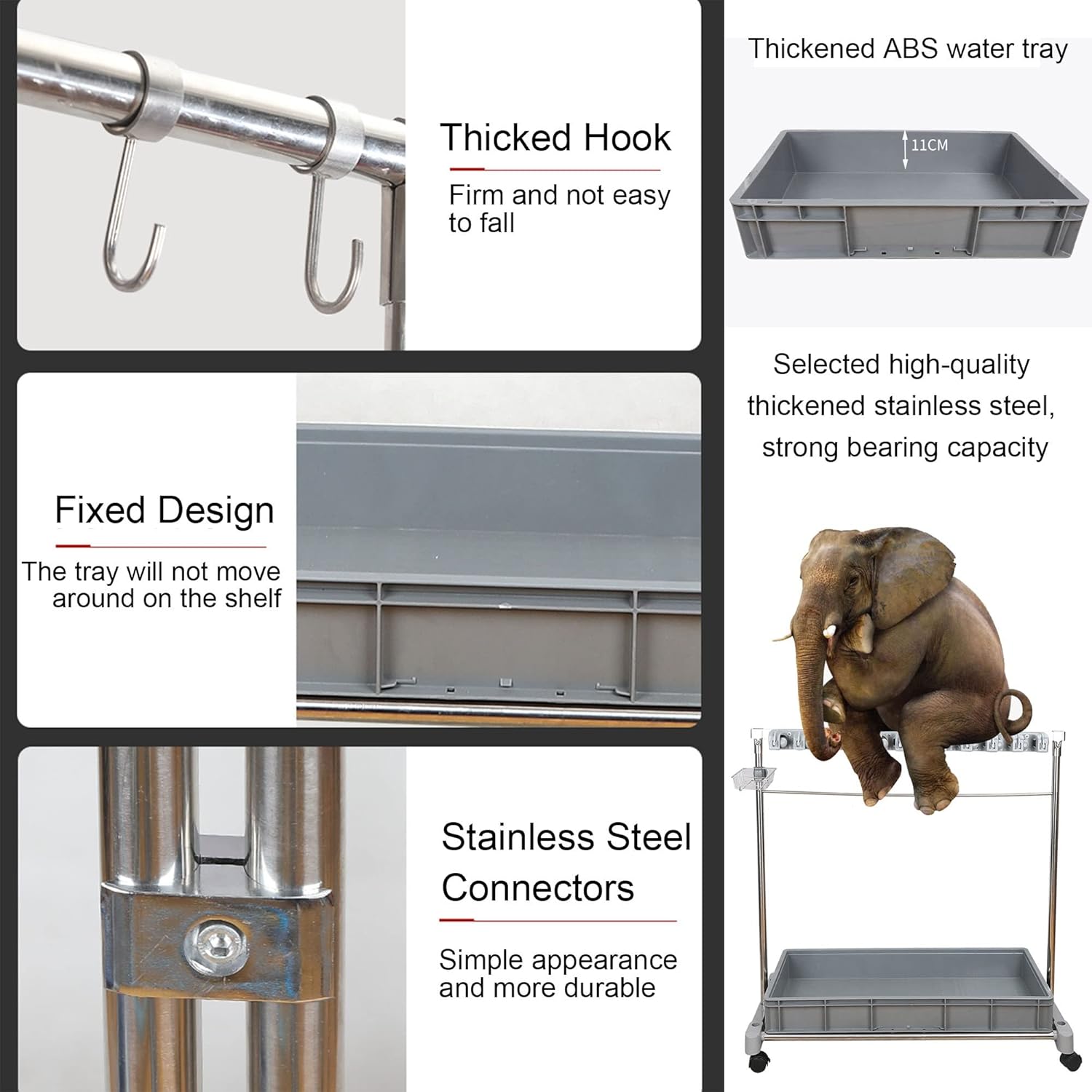 Sturdy Commercial Mop Rack with Hooks Trays for Clean Storage