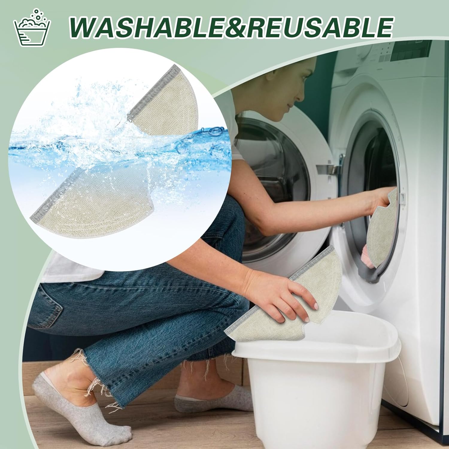 VIEWALL Reusable Microfiber Mop Cloth for Roborock 6 Packs