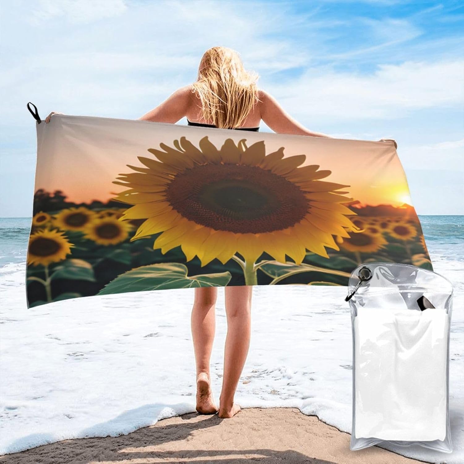 Sunflower and Sunset Print Quick Dry Towel