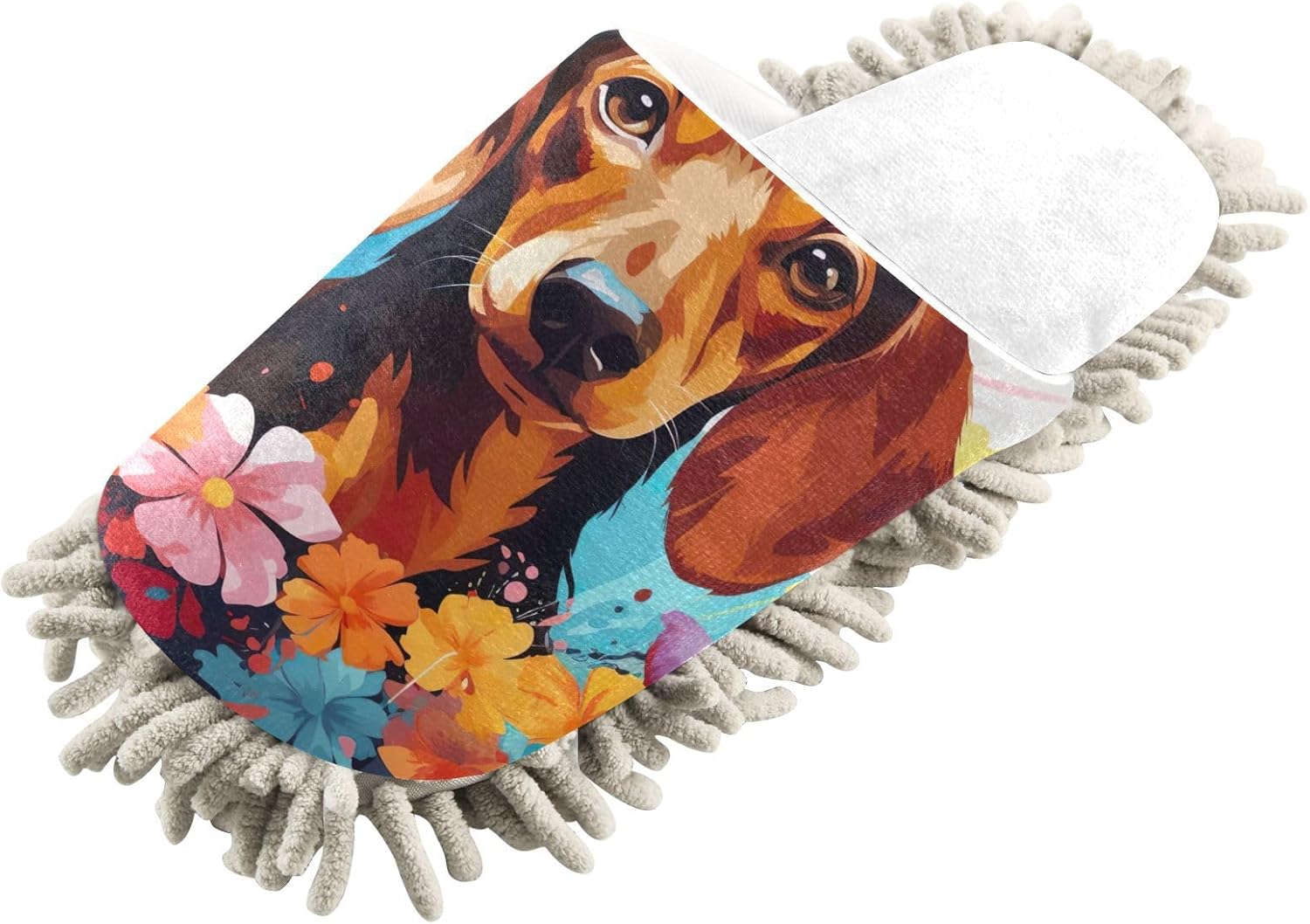 Cozy Microfiber Slippers Dachshund Dog Mops for Clean