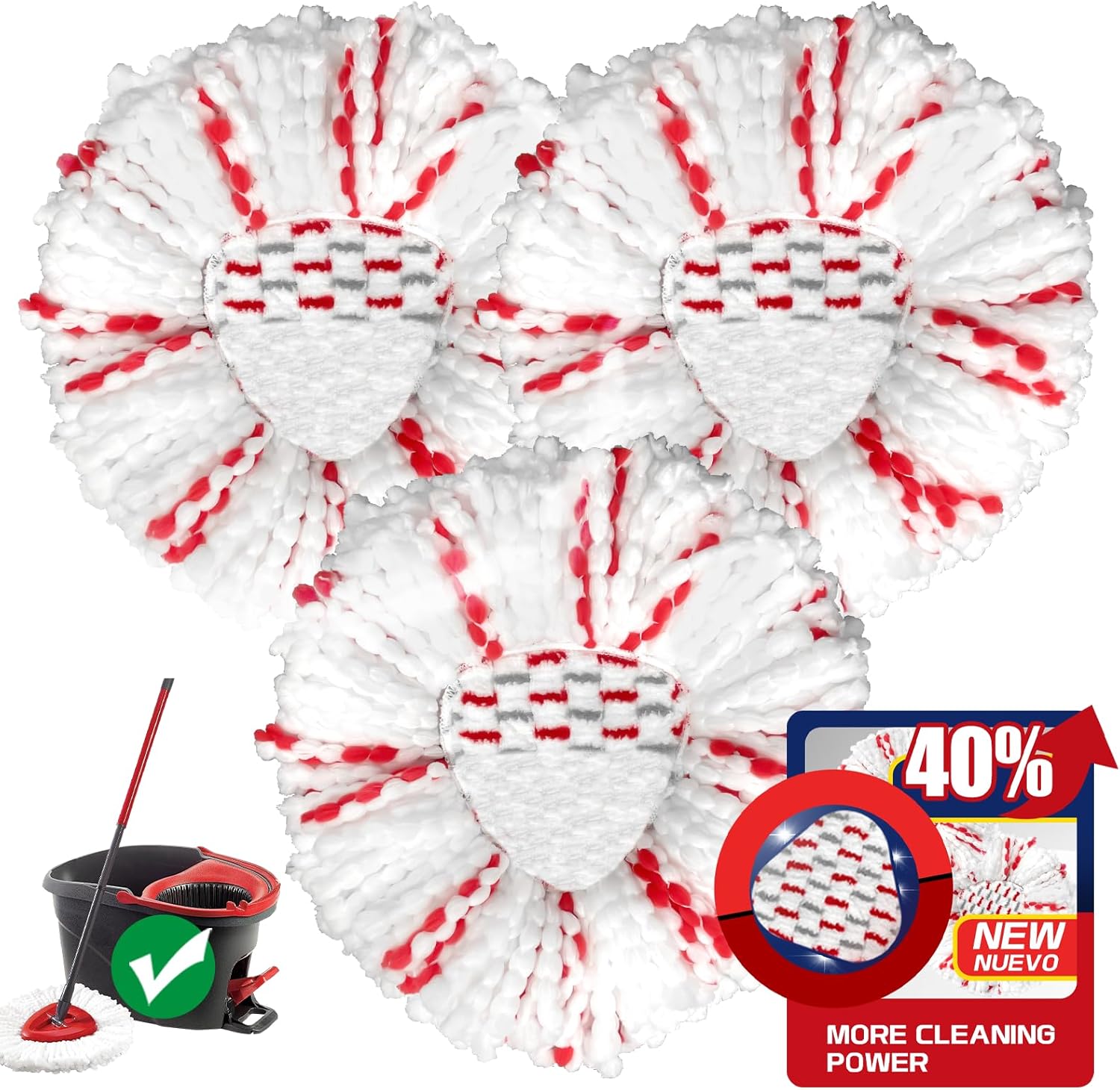 3-Pack Mop Heads - 40 More Cleaning Power