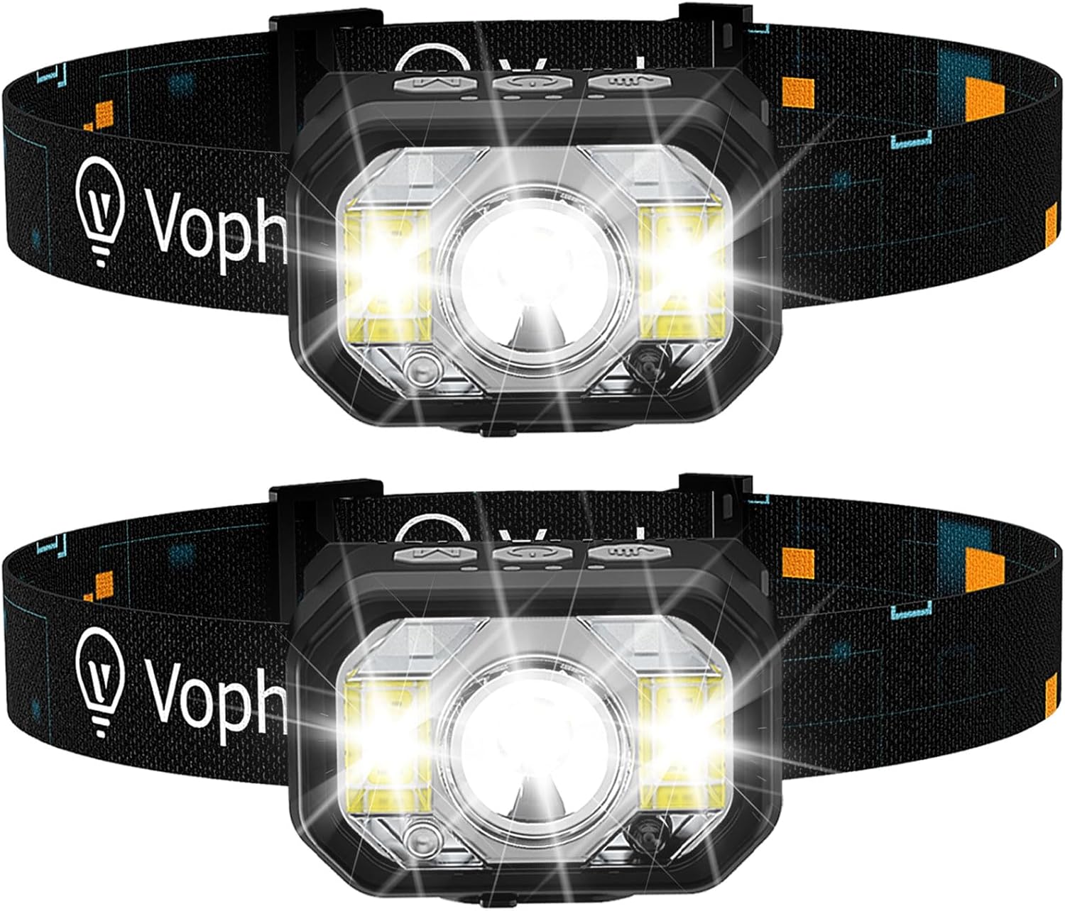 Voph 1200 Lumens Dual Rechargeable Headlamp with 6 Modes