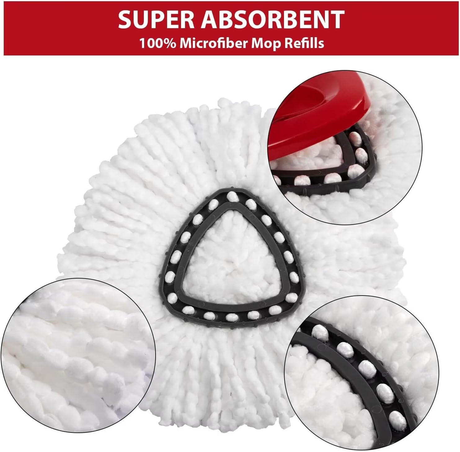 5-Pack Mop Replacement Heads for Easy Wring Spin Mop - Durable Effective