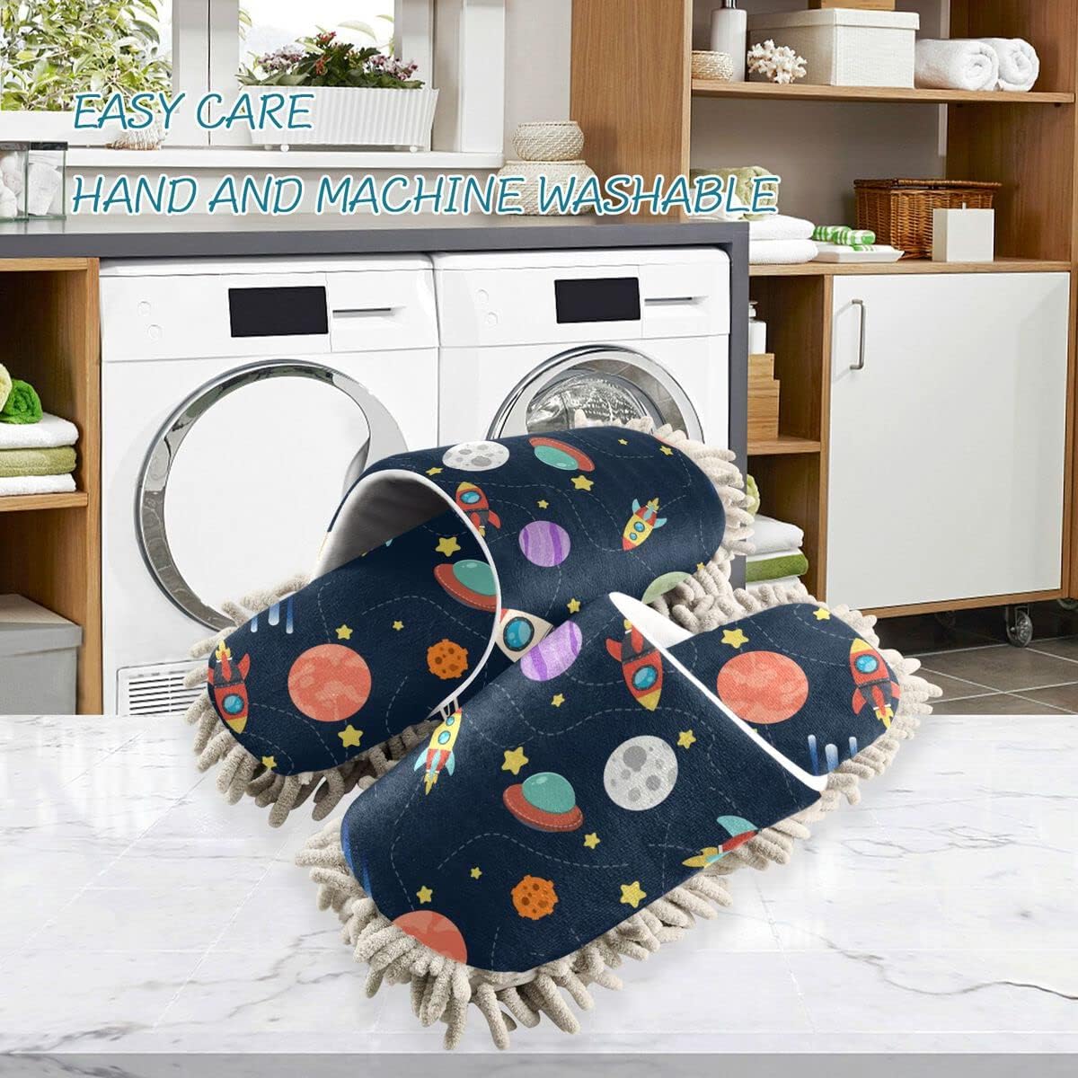 Space Rocket Mop Slipper Set