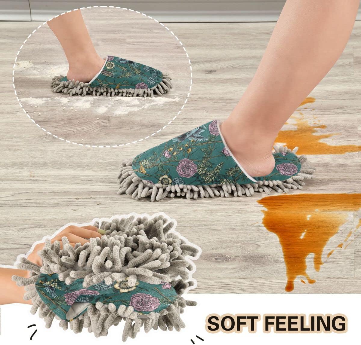 Floral Mop Slippers for Easy Floor Cleaning