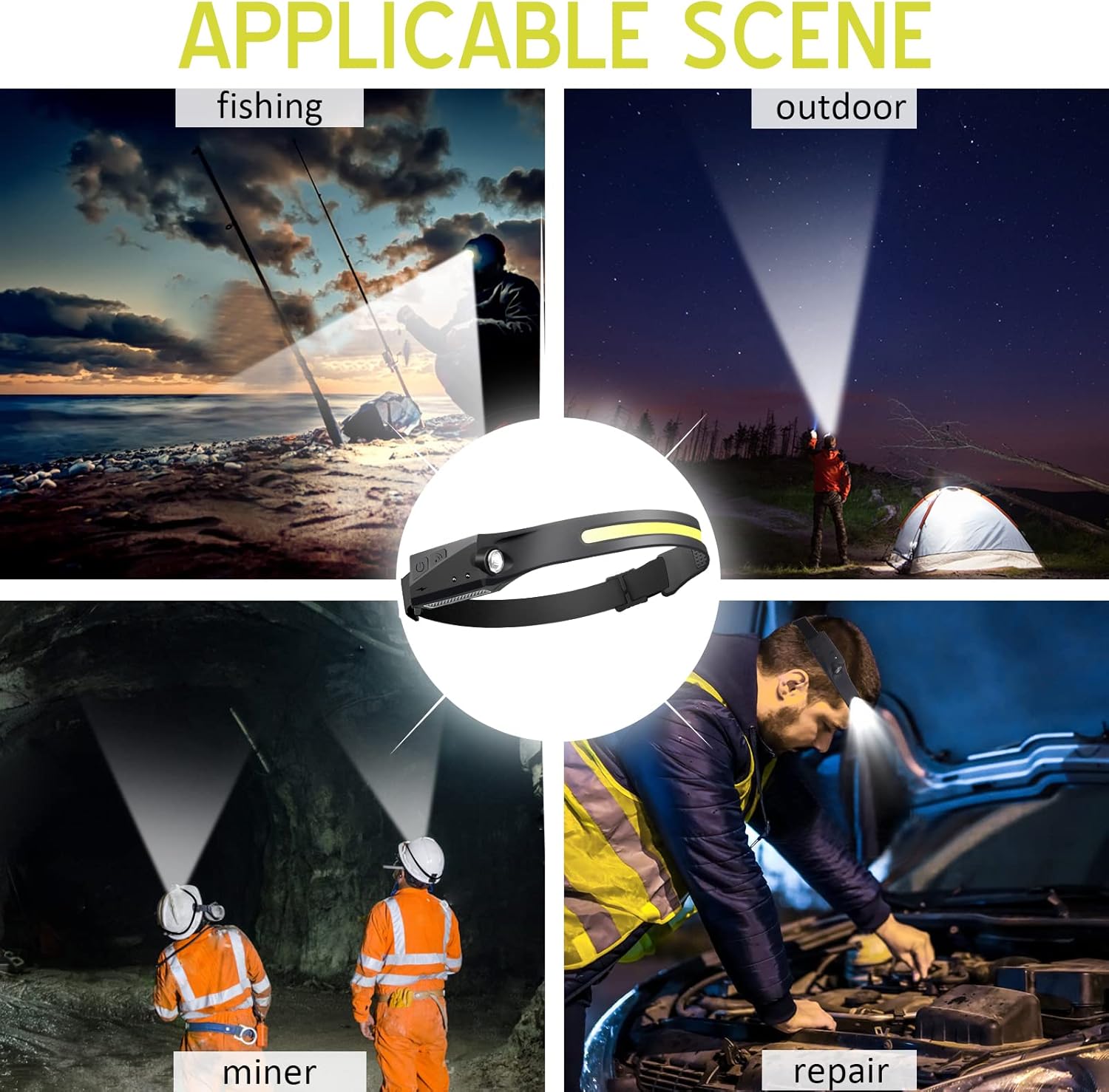 GinlpdWeightless Rechargeable Headlamp With 230 Illuminate Motion sensor