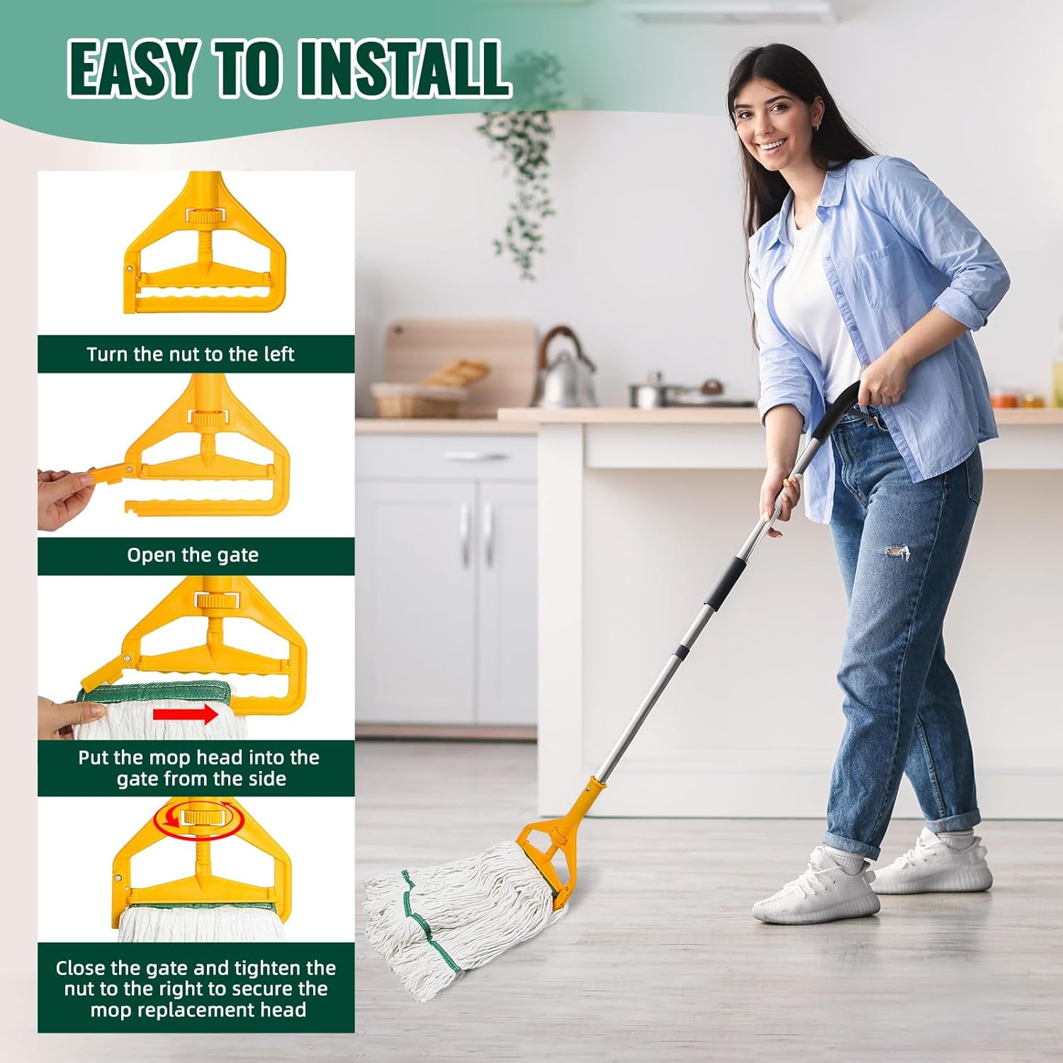 Durable 20oz Commercial Mop Head 3-Pack Replacement for White Mops