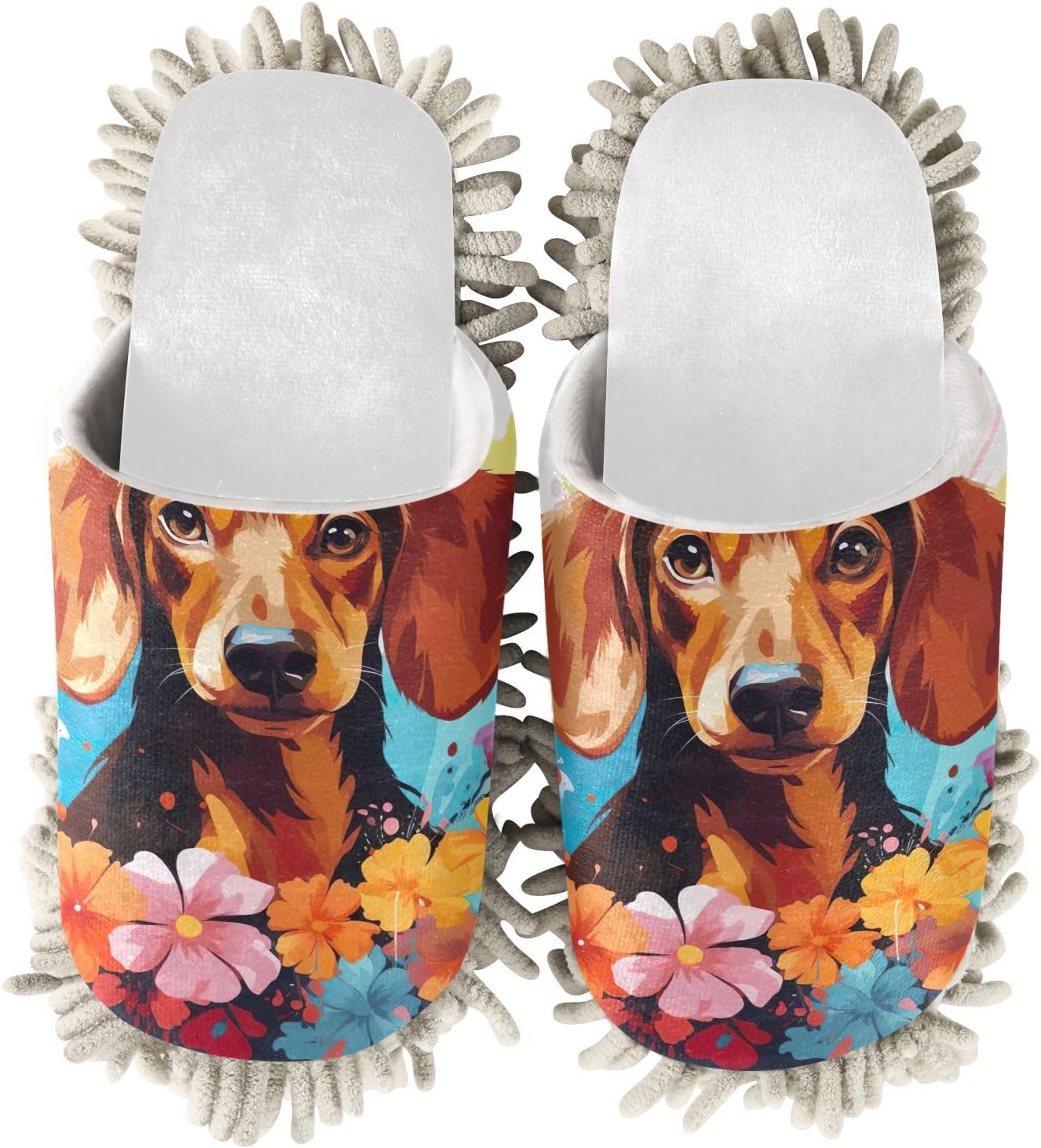 Cozy Microfiber Slippers Dachshund Dog Mops for Clean