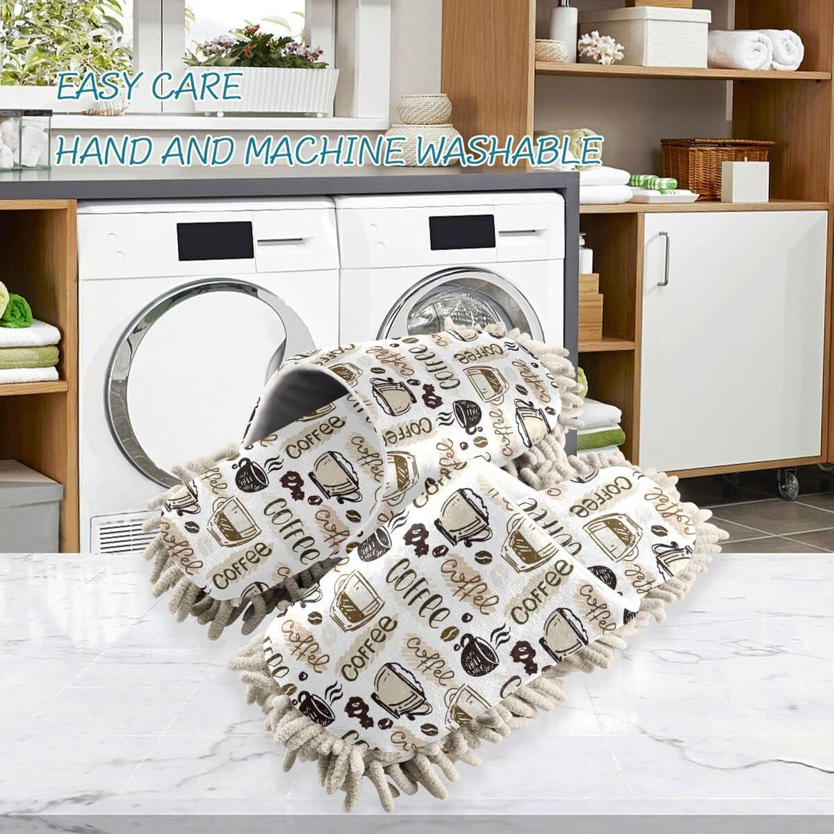AAA-Rated Coffee Mop House Slippers for Hard Floors
