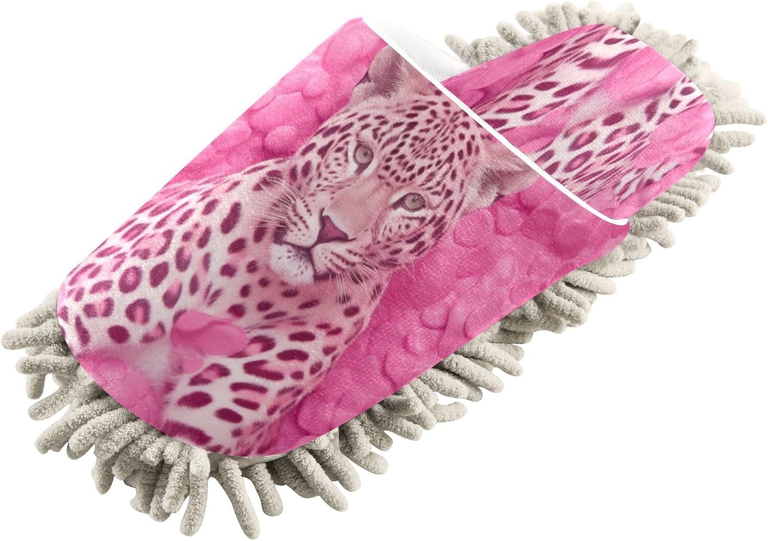 Leopard Kitchen Slippers Microfiber Mop Shoes for Cleaning Dusting