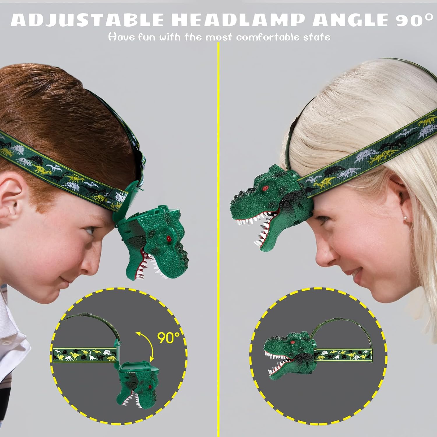 Adjustable Dinosaur Headlamp for Kids