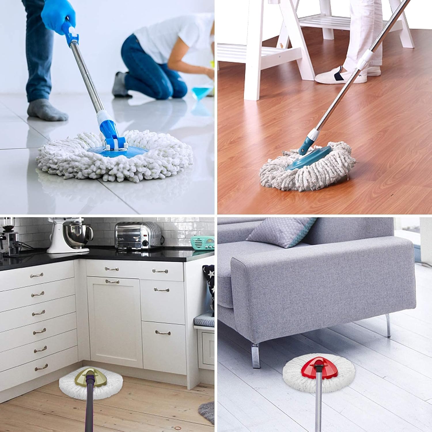 4-Piece Reusable Spin Mop Heads