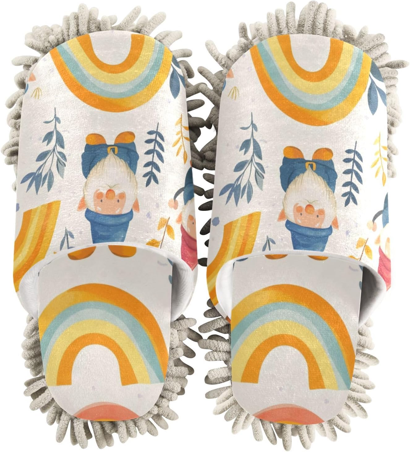 FLildon Microfiber Mop Slippers with Spring Gnomes Design