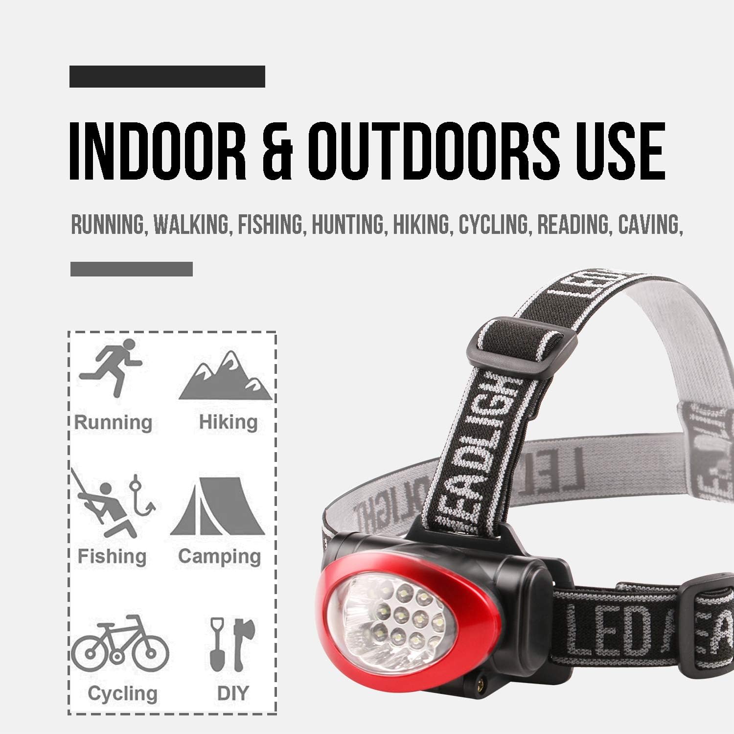 12 LED 3 Modes Portable Headlamp for Camping Hiking