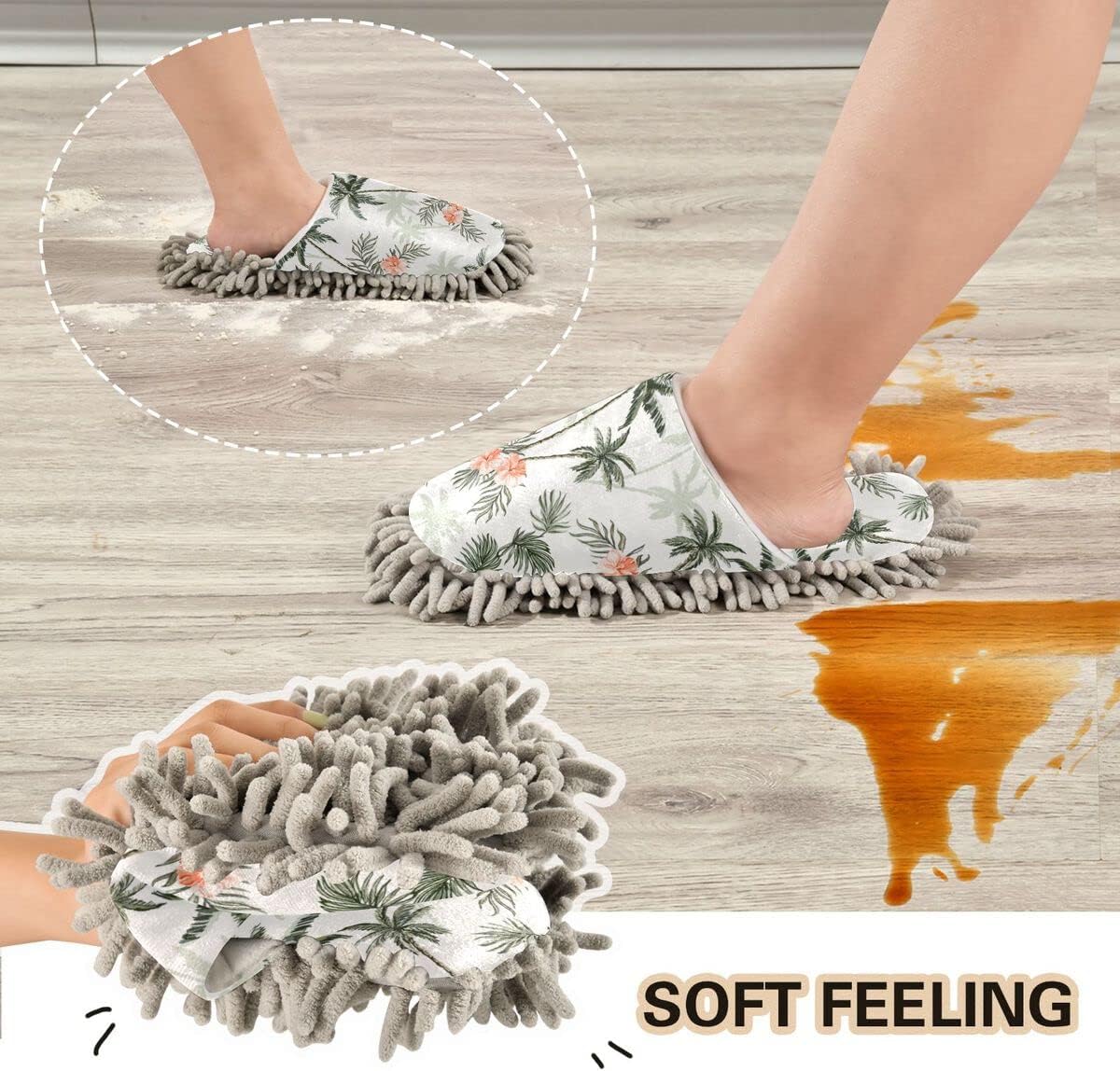 Coconut Tree House Slippers for Mopping