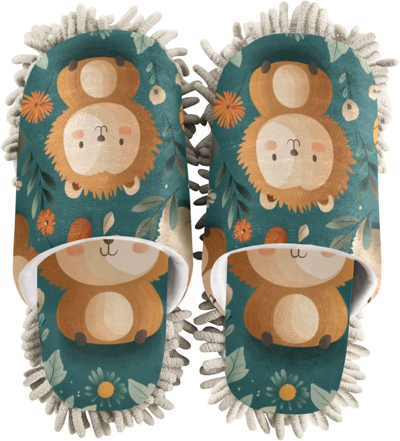 Adorable Cartoon Animal Mop Slipper for MenWomen Washable Soft