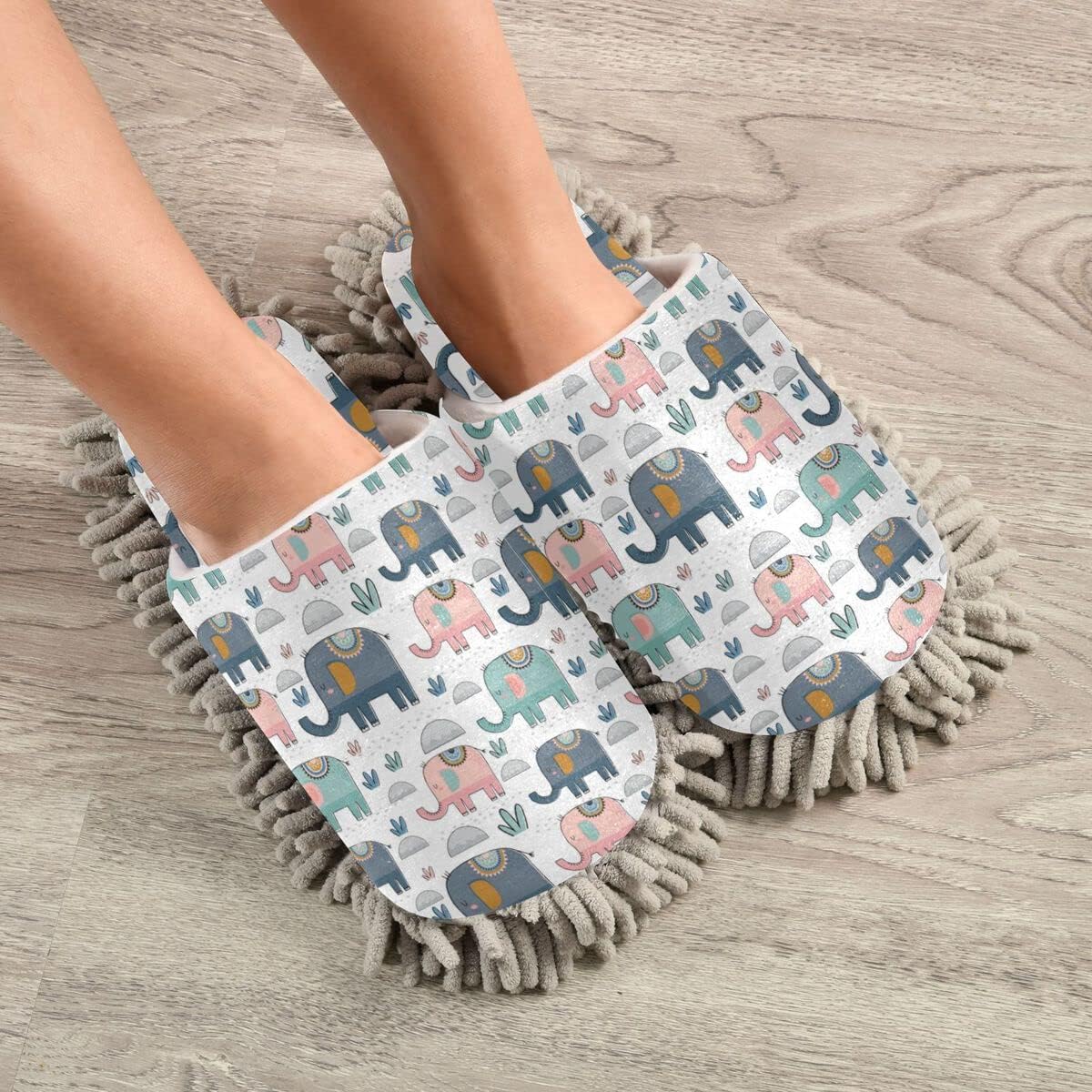 Elephants Mop House Slippers for Women