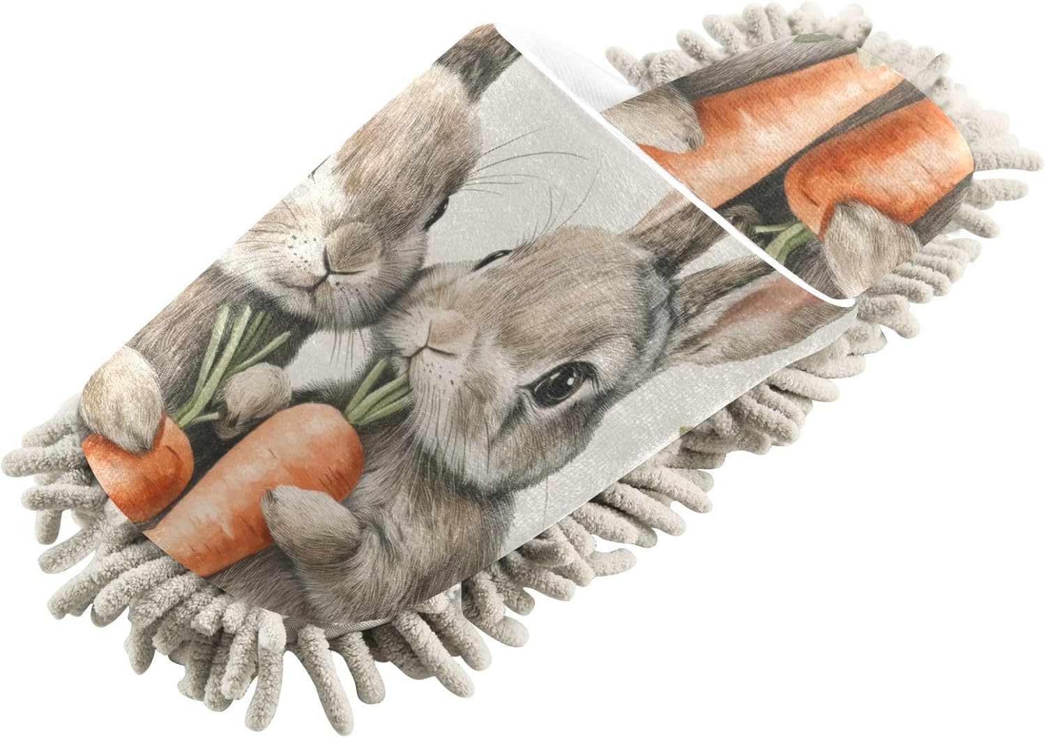 FLildon Microfiber Mop Slippers with Rabbit and Carrots Design