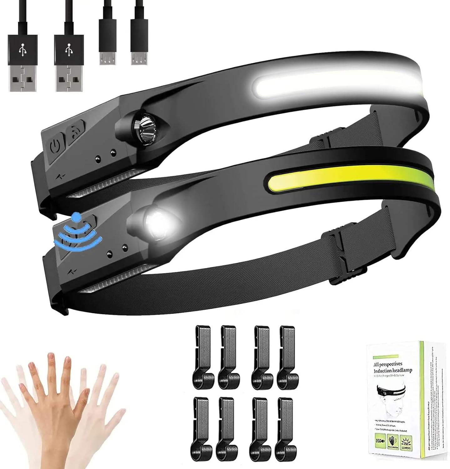 LAKUMIQI 350Lumens Headlamp 230 Beam for Camping Running