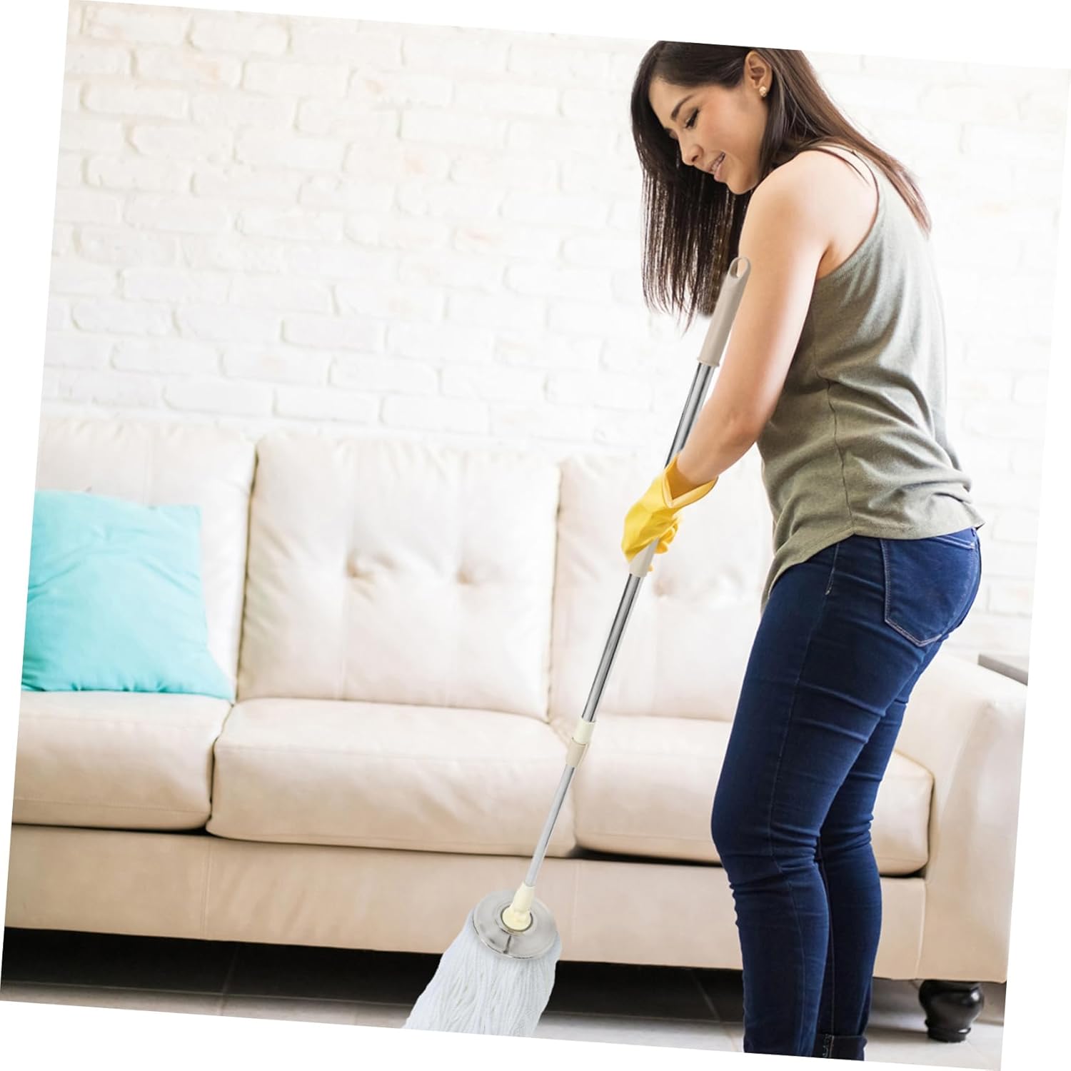 SOESFOUFU Rotating Mop Handle - Durable Mopping Tool with Detachable Design