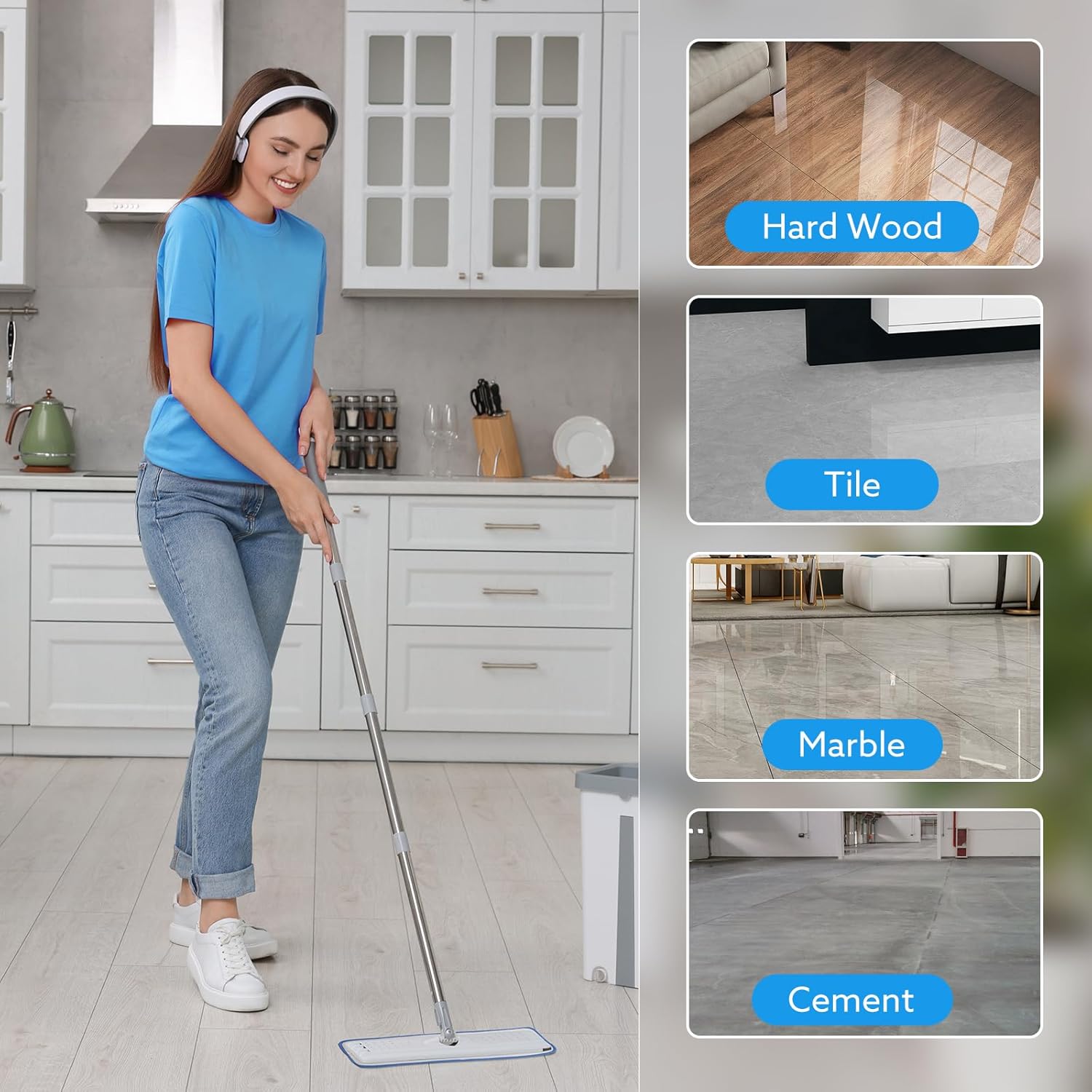 6-Pack Microfiber Mop Pads with Bona Mop Compatibility