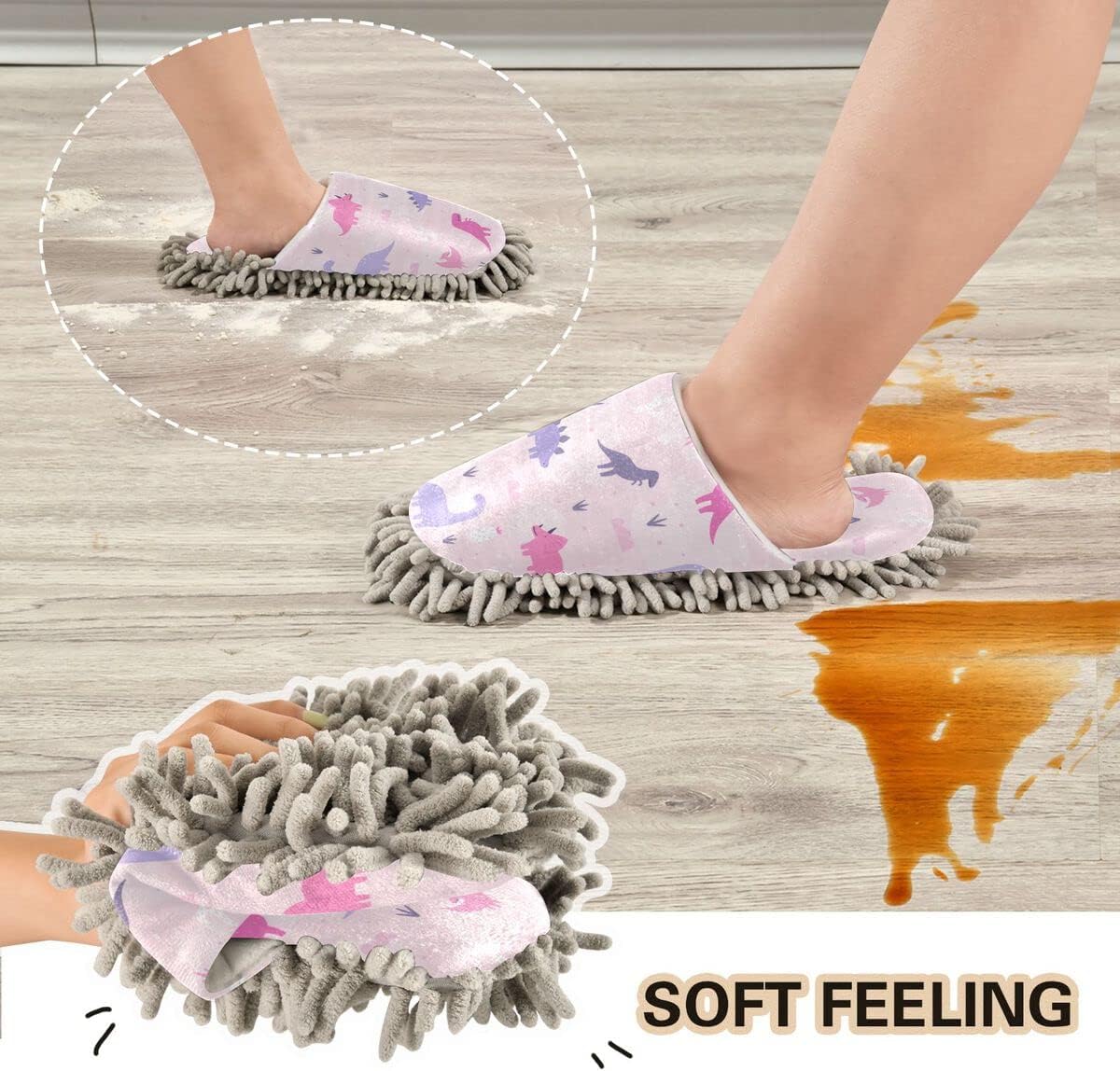 Premium Dino Mop Slipper for Floor Cleaning - Washable Ergonomic Design