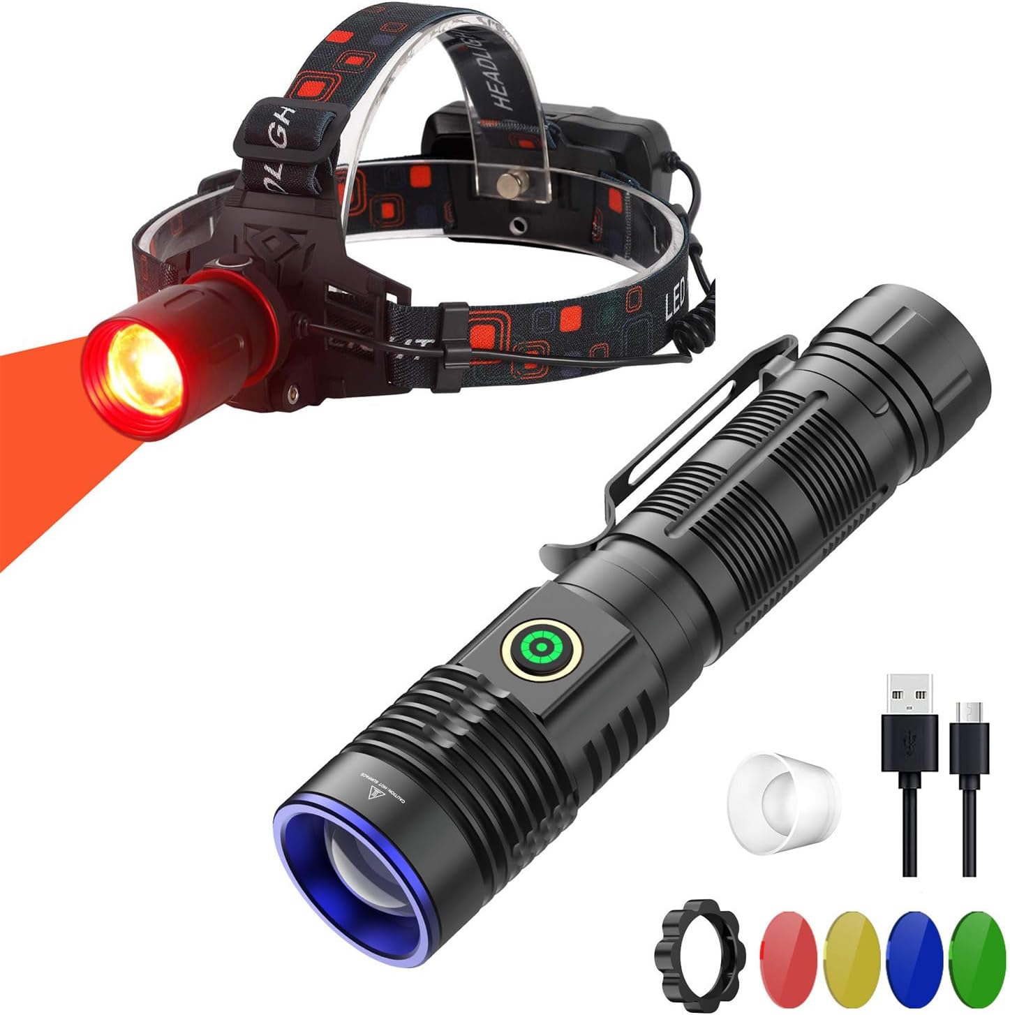 WINDFIRE Multicolor Rechargeable Headlamp 5 in 1 LED
