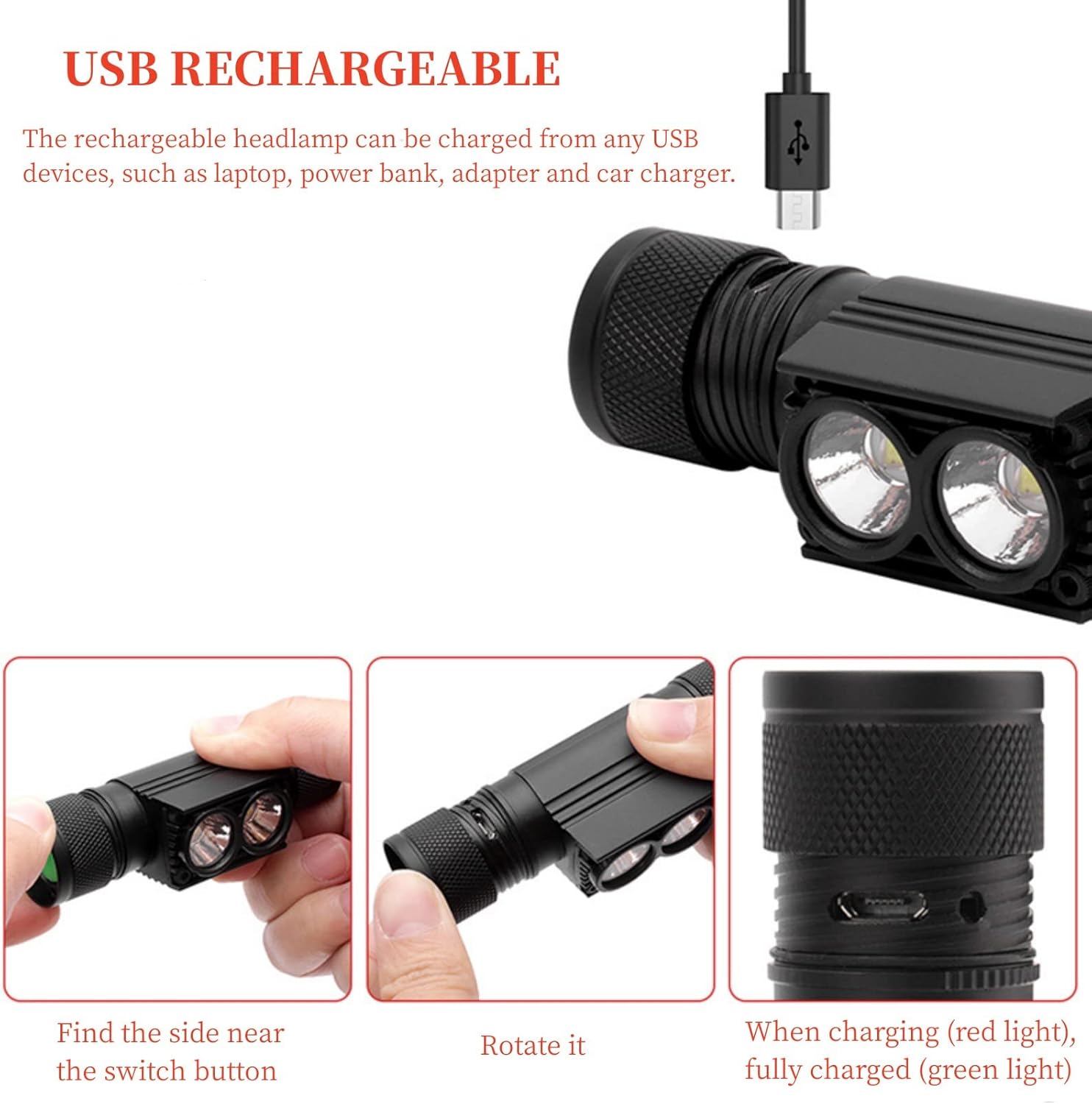 2000 Lumen Rechargeable Headlamp