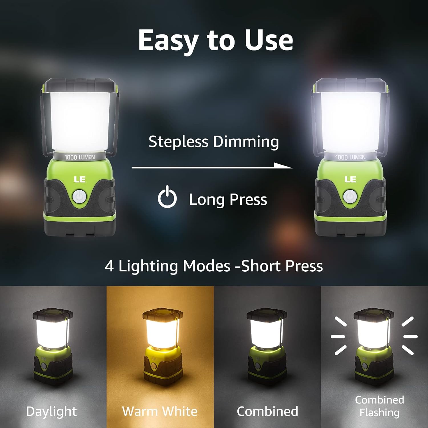 Lighting EVER Rechargeable LED Headlamp Lantern Bundle