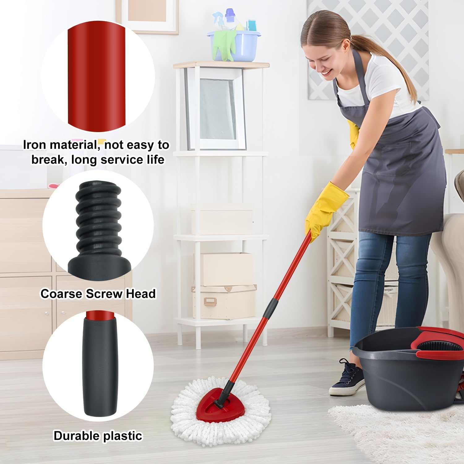 O-Ceda Spin Mop Replaceable Heads Handle Base Set