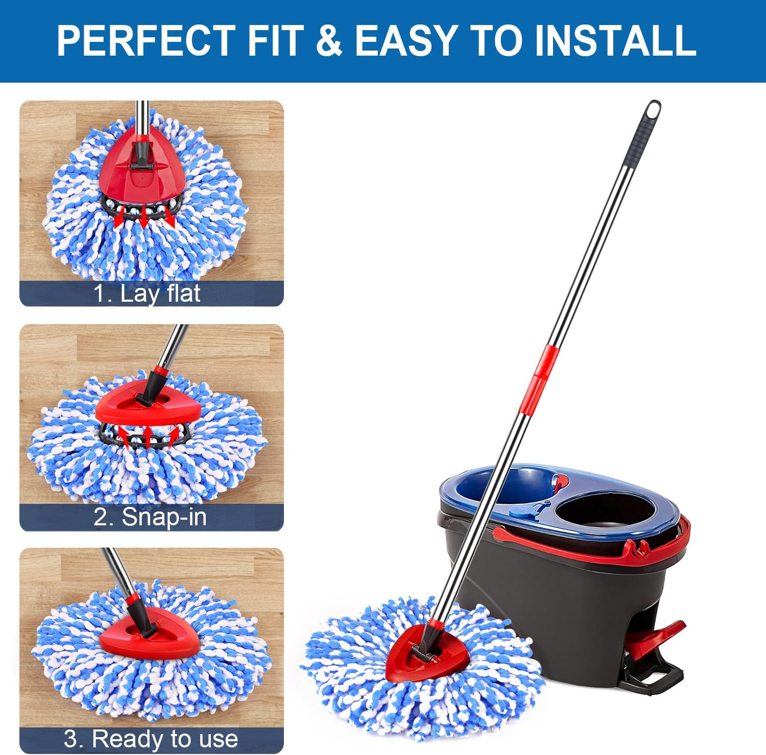 4-Pack Mop Replacement Heads for O Cedar RinseClean 2 Tank System