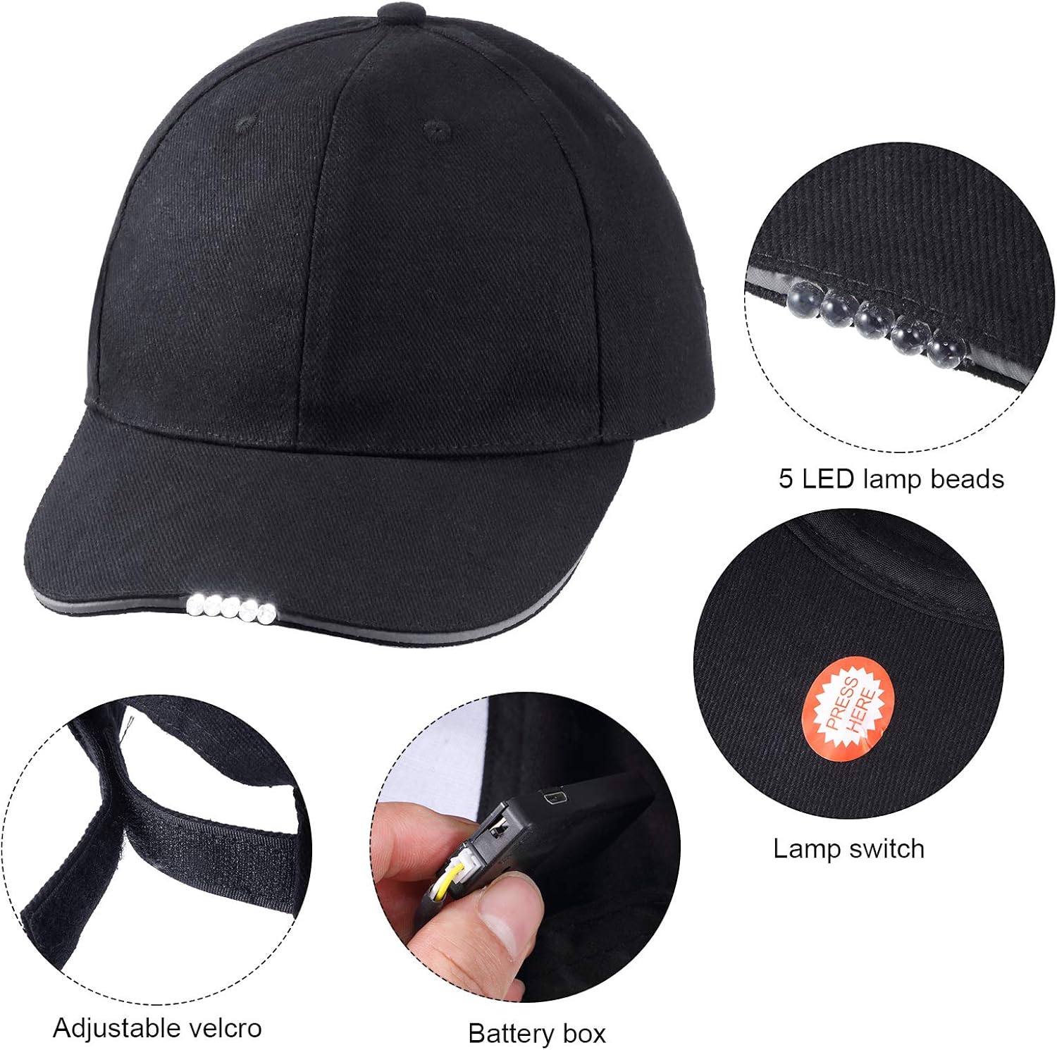 Manual Adjustable LED Baseball Hat