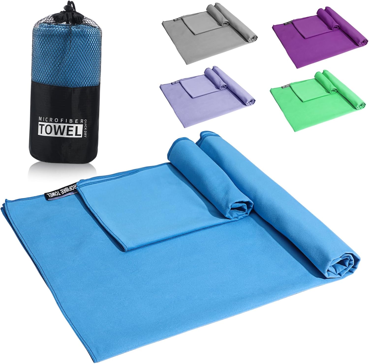 Quick-Drying Sky-Blue Beach Towel