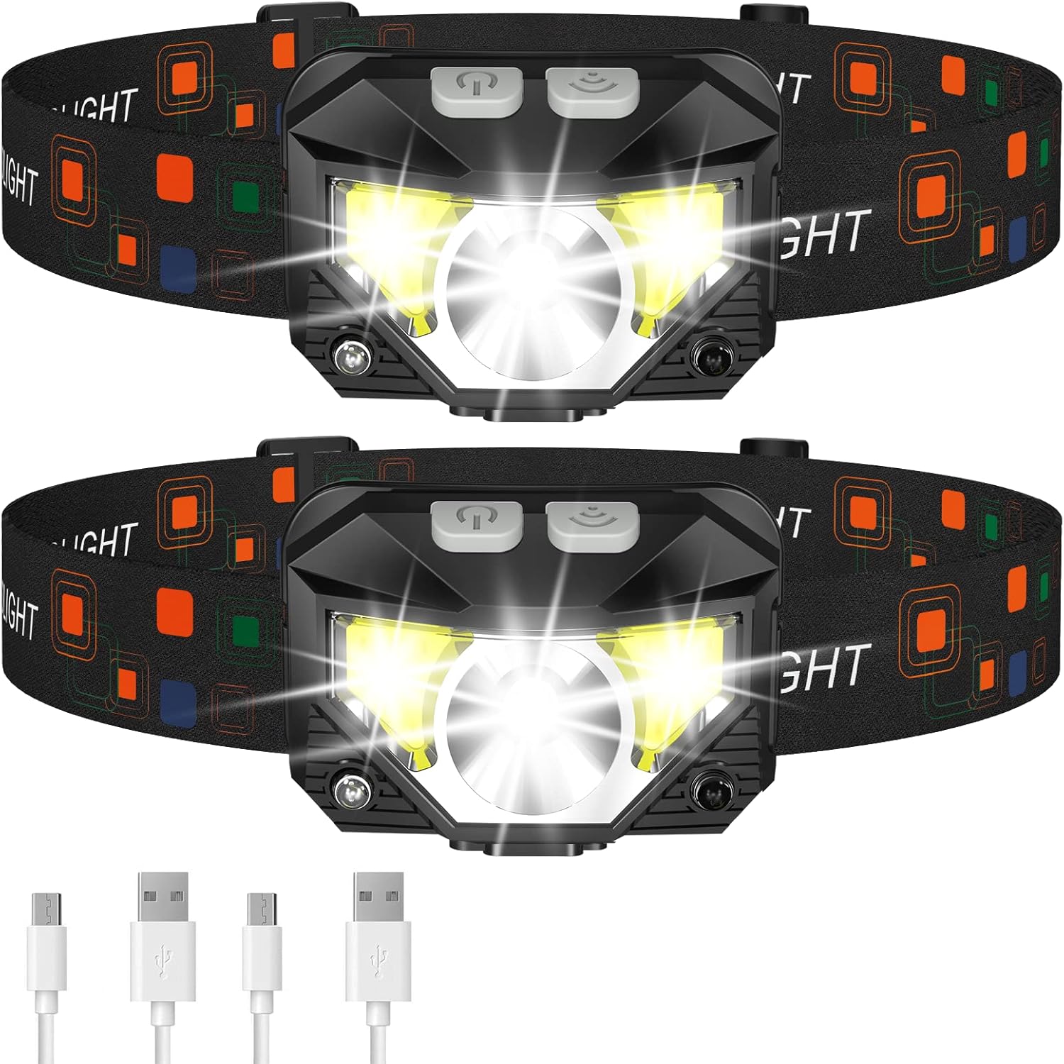 JavaScript Rechargeable HeadlampDouble 1200 LumenWaterproof Headlamp for Camping Running Hiking More