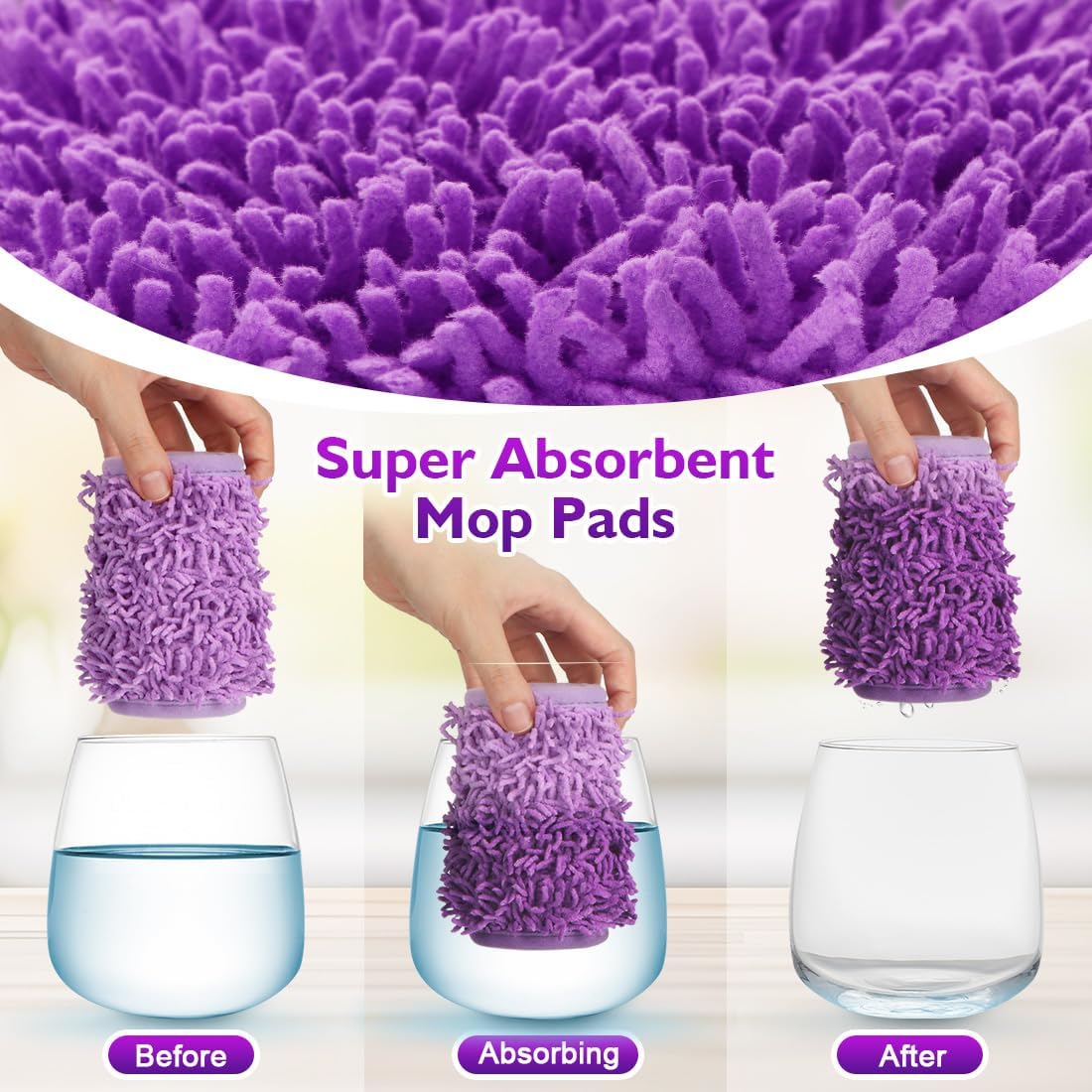 Reusable Mop Pads for Swiffer PowerMop 8-Pack