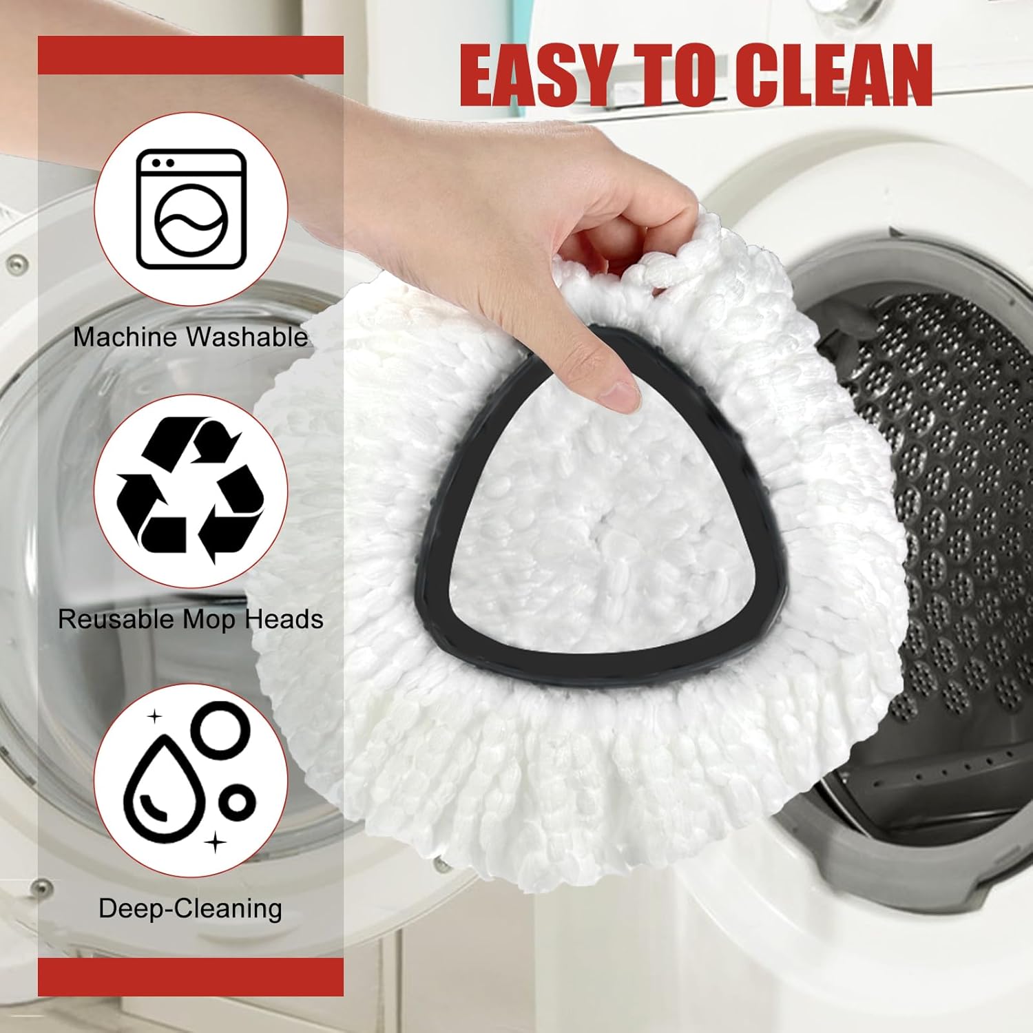 Mop Head Replacement 3 Pack Spin Mop Refill White
