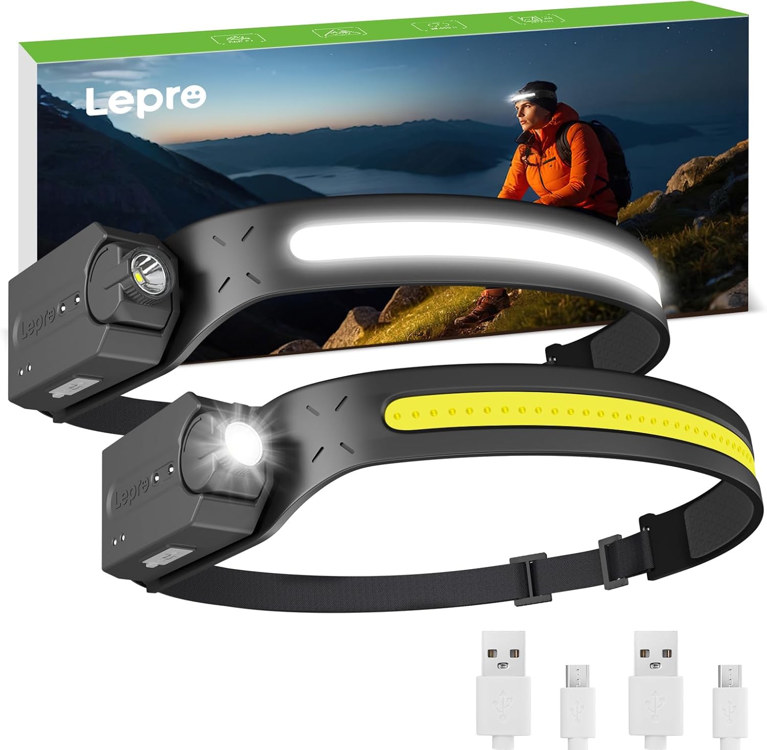 Rechargeable LED Headlamp for Camping Hiking Bright Durable