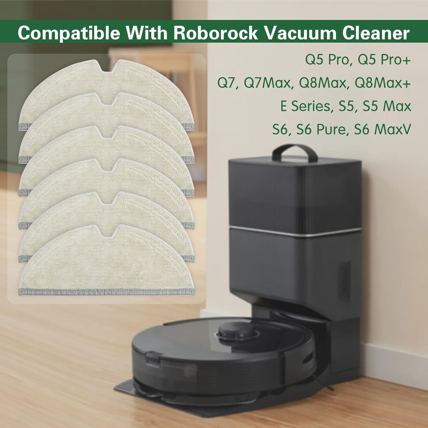 VIEWALL Reusable Microfiber Mop Cloth for Roborock 6 Packs