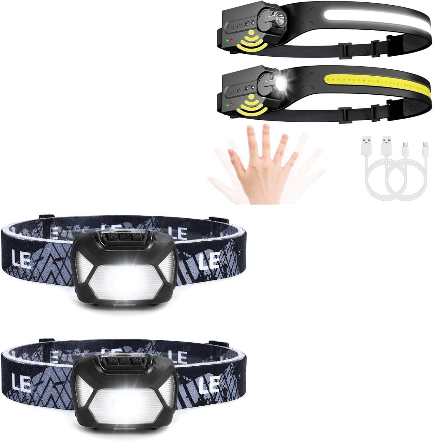 LFeatured Lepro Bundle 2-in-1 Headlamp with Bright Modes Motion Sensor