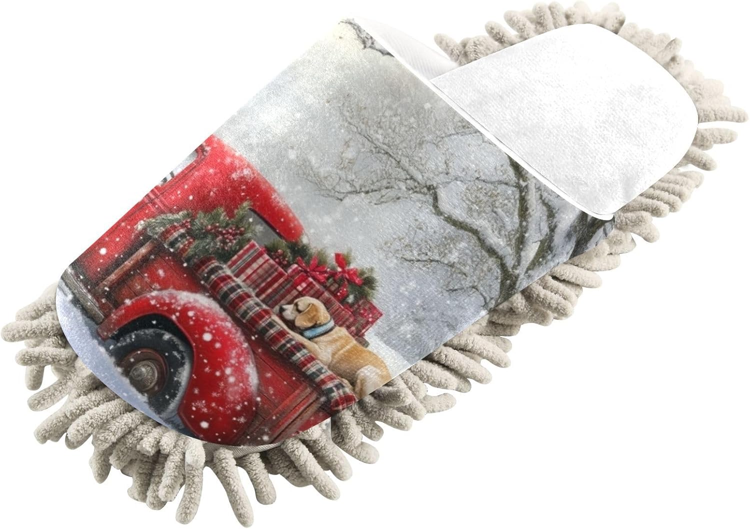 Cozy Red Truck Slippers for Women Soft Mopping Shoes Efficient Cleaning