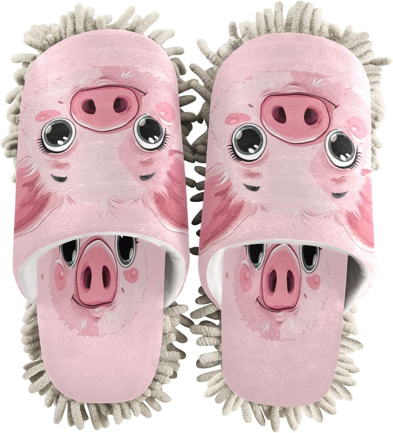Zhirexin Cute Pig Cleaning Slippers Mop Shoes