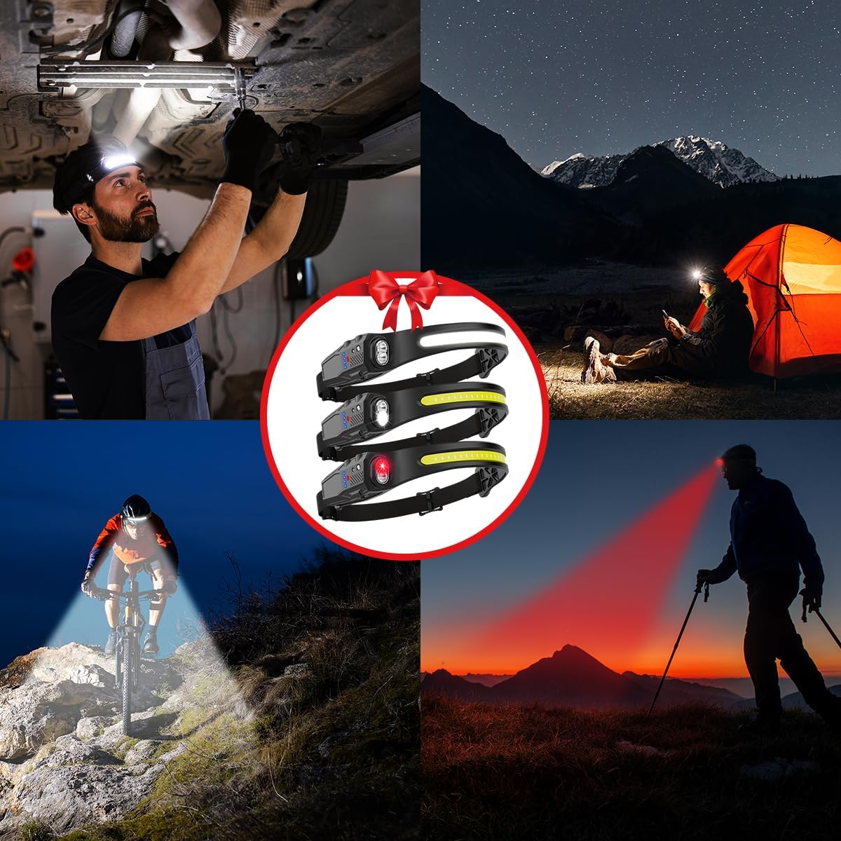 Premium 3-Pack Headlamp Set for Hiking Camping Outdoor Activities