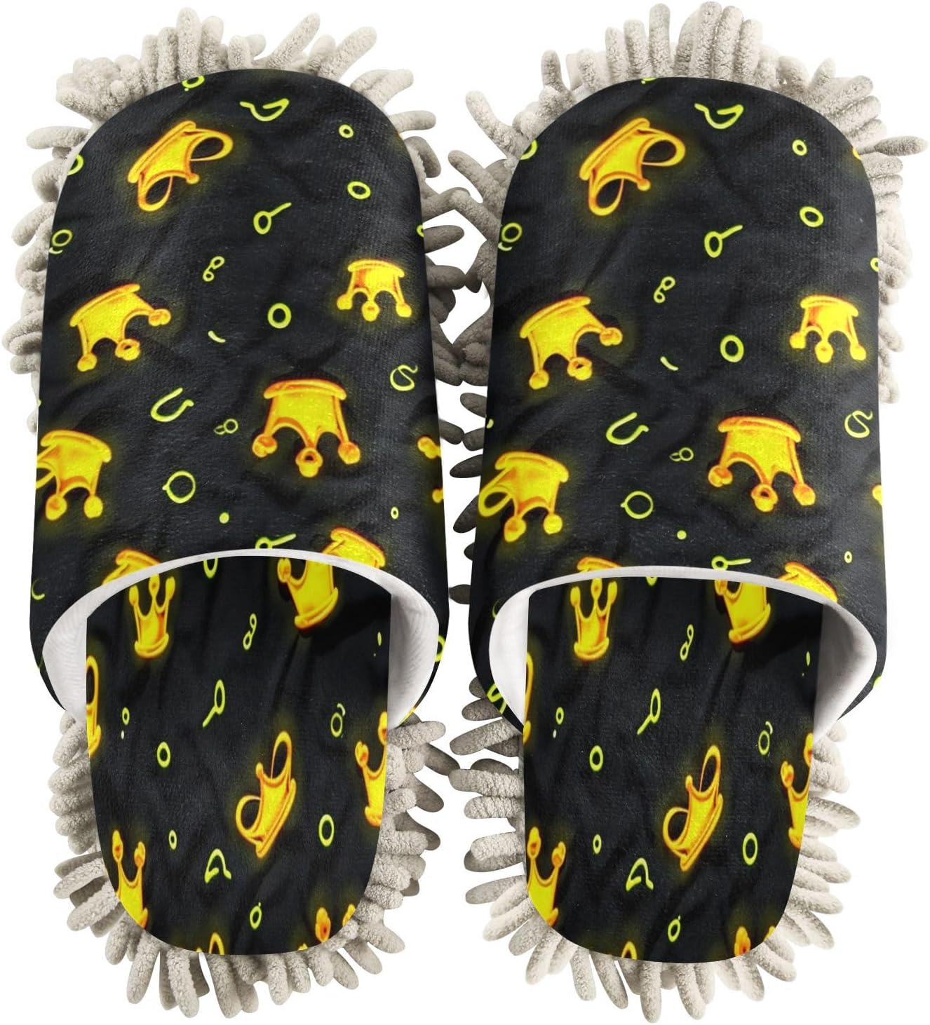 Cartoon Crown Kitchen Cleaning Slippers Washable Mop Shoes for Home Use