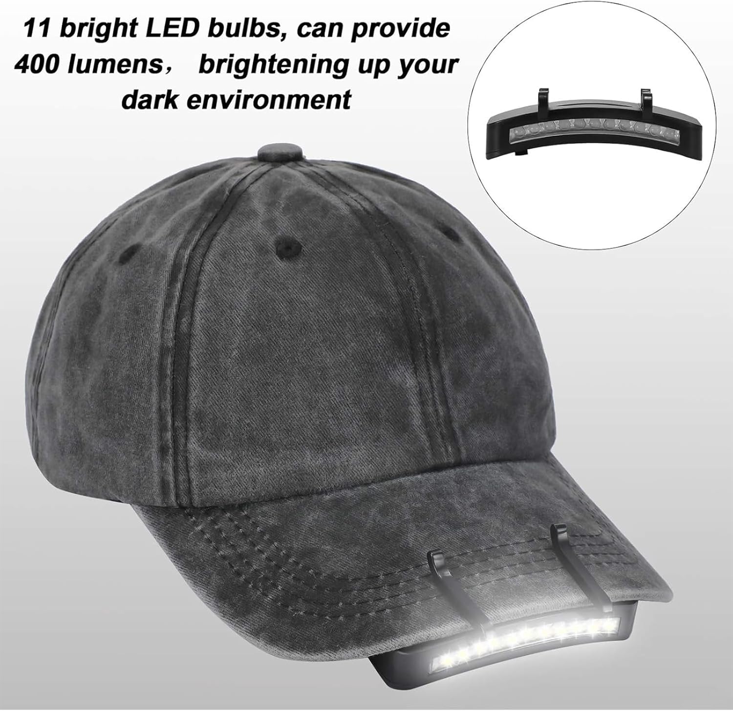 Mudder 2-Piece Battery-Operated LED Hat Clip Lights
