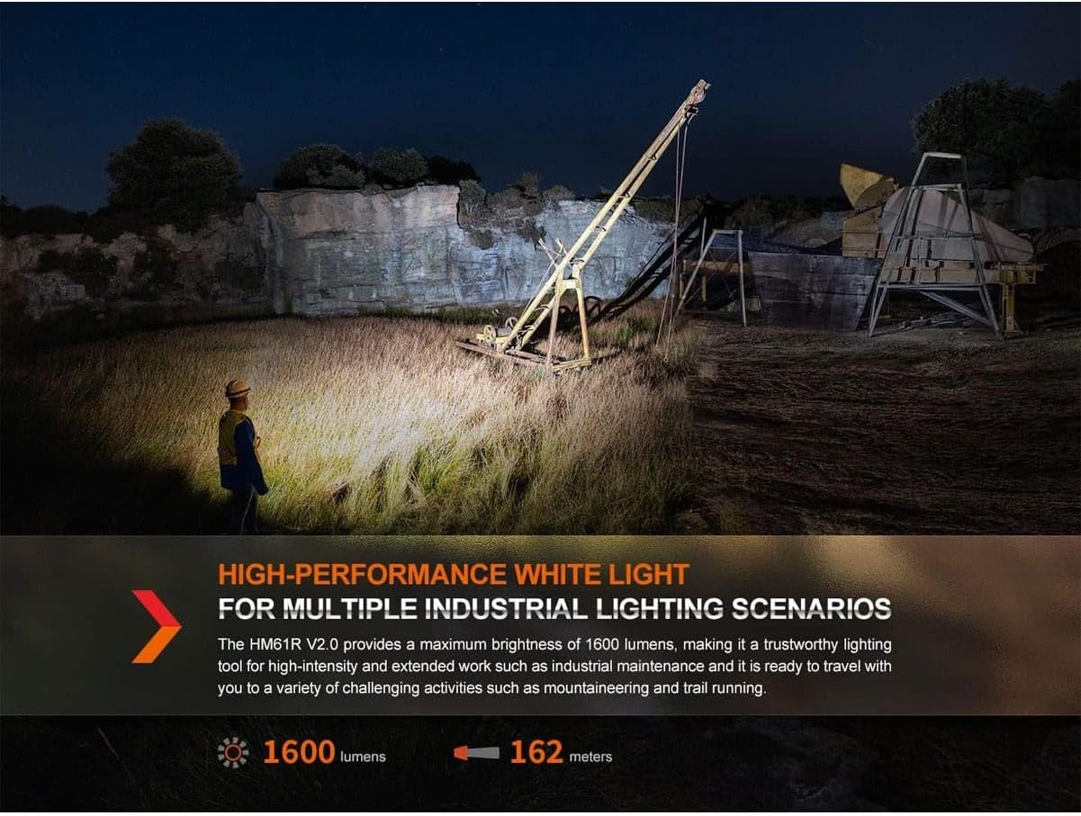 Fenix HM61RV2 1600 lumens 300-hour runtime 8 modes Black headlamp