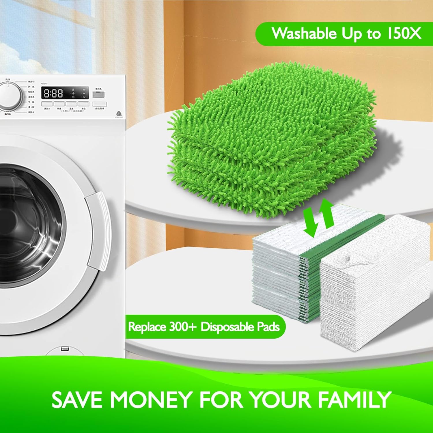 Microfiber Reusable Mop Pads for Easy Cleaning