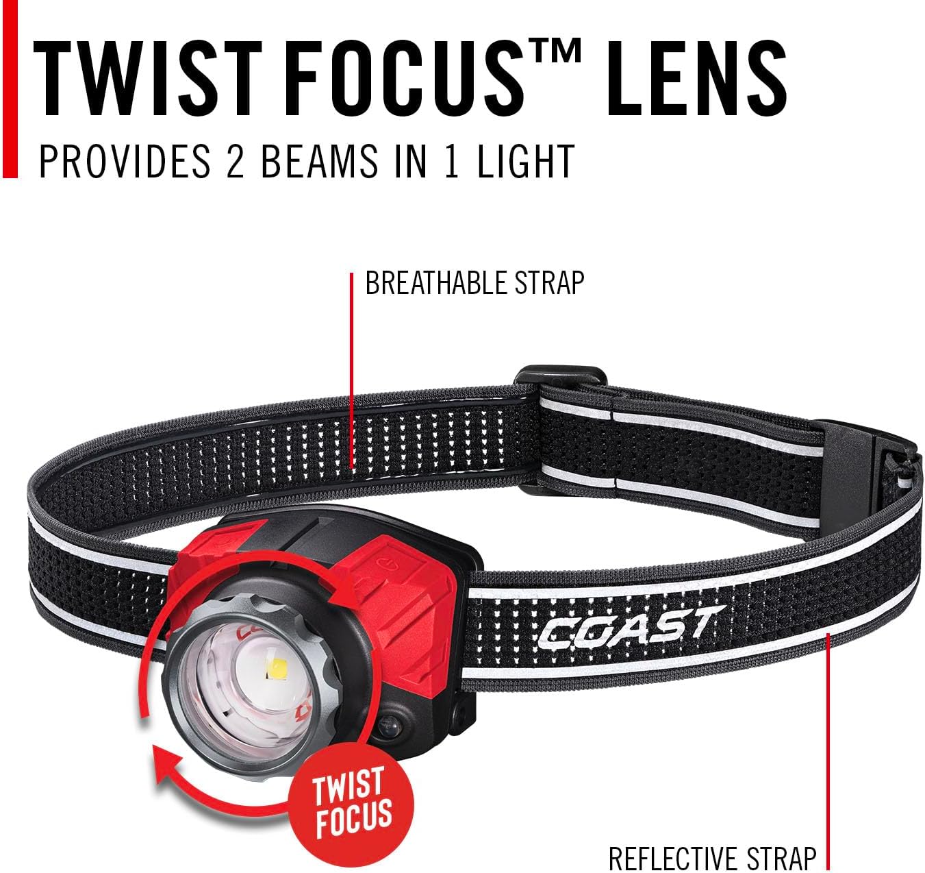 Coast FL85R Tri-Color Rechargeable LED Headlamp